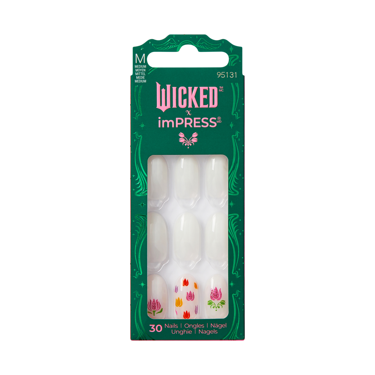 WICKED X Impress | Beautifical | Design, White, Medium, Oval, Manicure