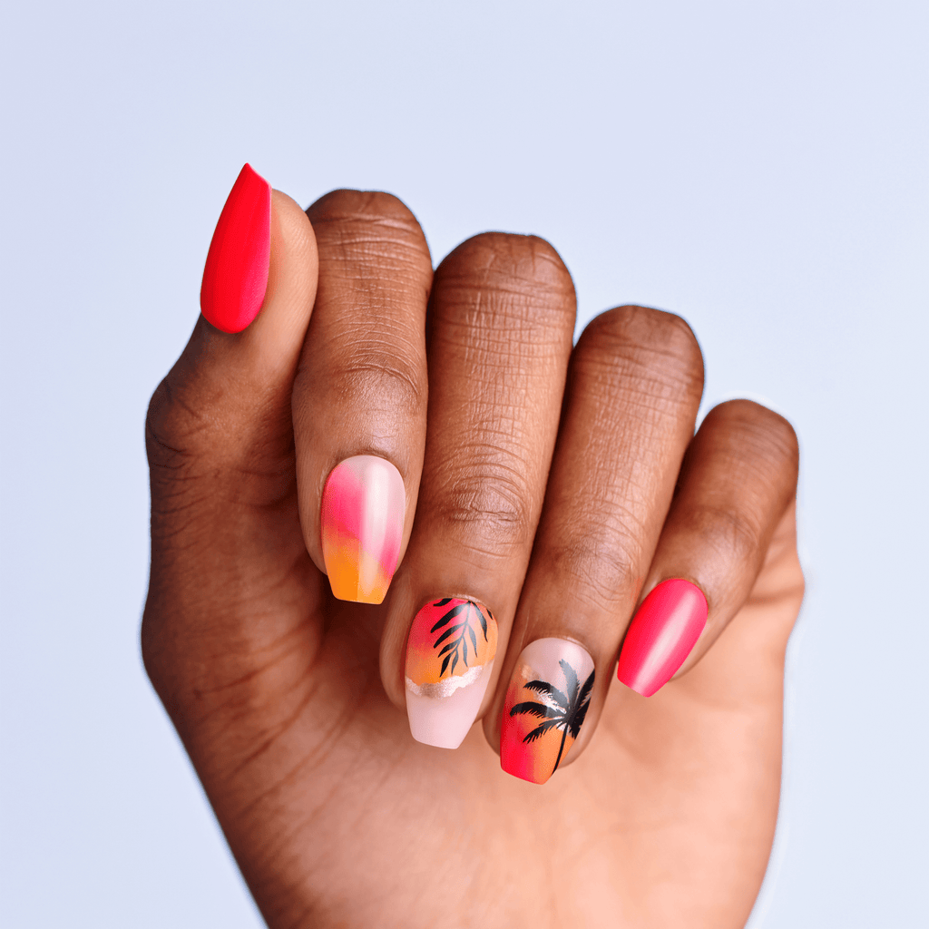 Impress Design No Glue Fake Press On Nails - Sol | Design, Multicolor, Medium, Coffin, Manicure