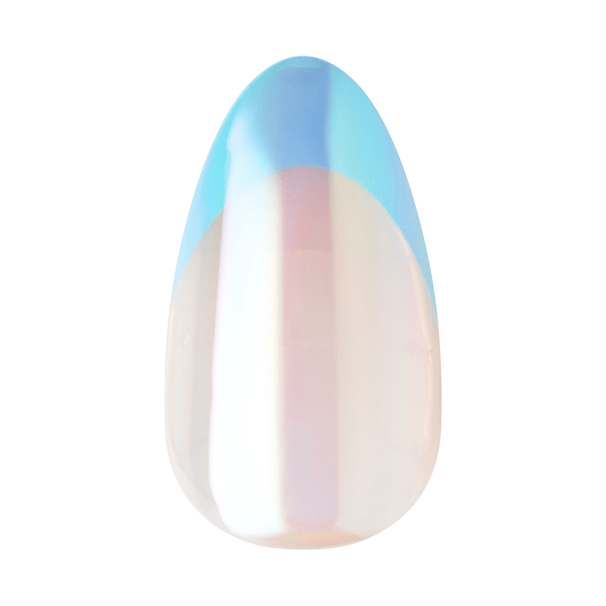 Impress Premium No Glue Fake Press On Nails - Best Life | 3D & Jewel French, Metallic Blue, Medium, Almond, Manicure