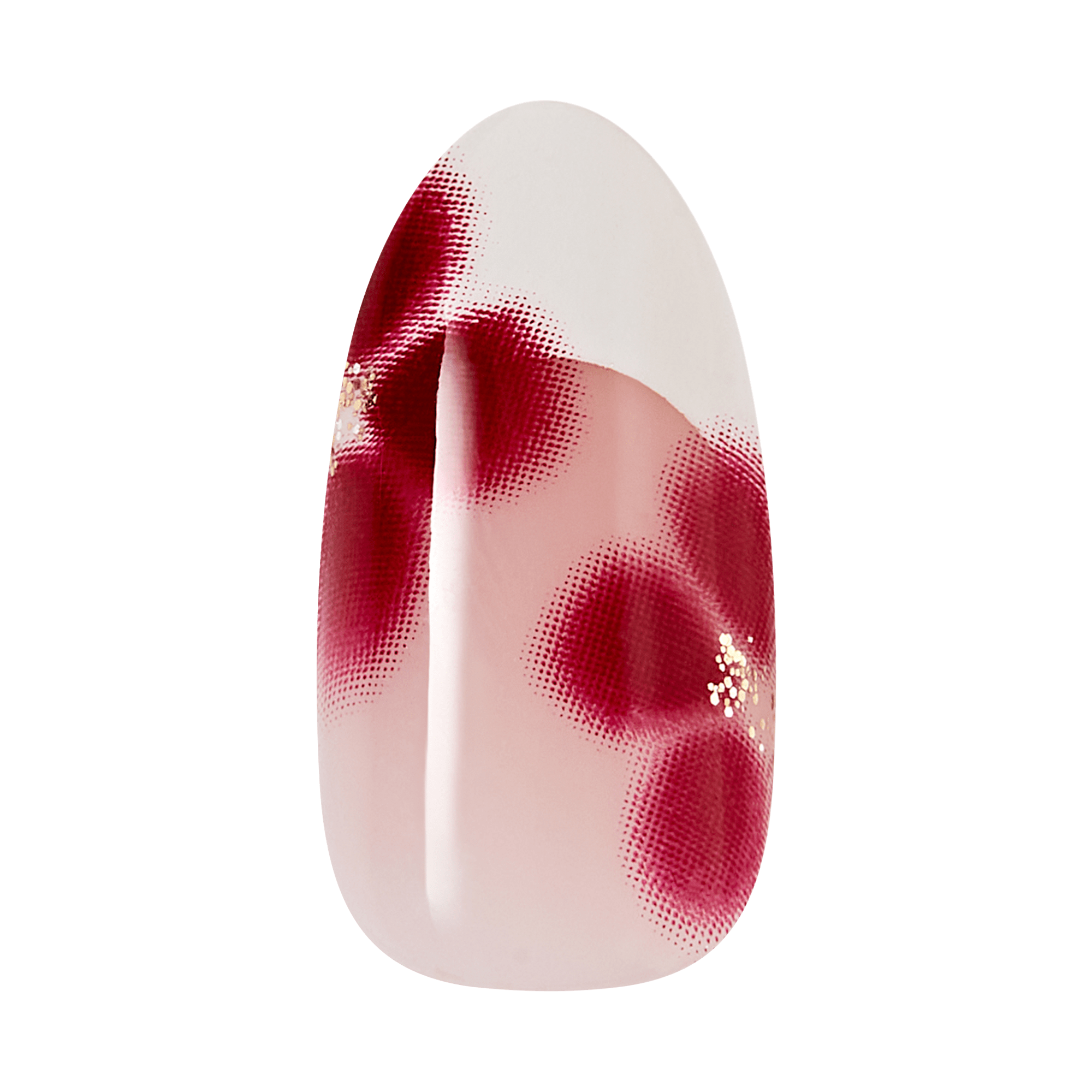 Impress Design No Glue Fake Press On Nails - Hampton | French Design, White & Red, Medium, Almond, Manicure