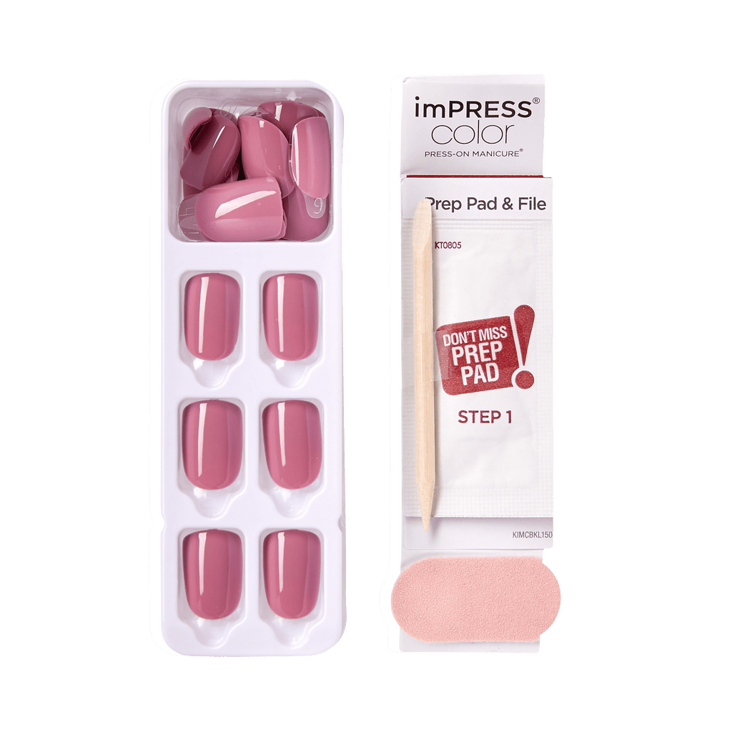 Impress Color No Glue Fake Press On Nails - Petal Pink | Solid, Pink, Short, Squoval, Manicure