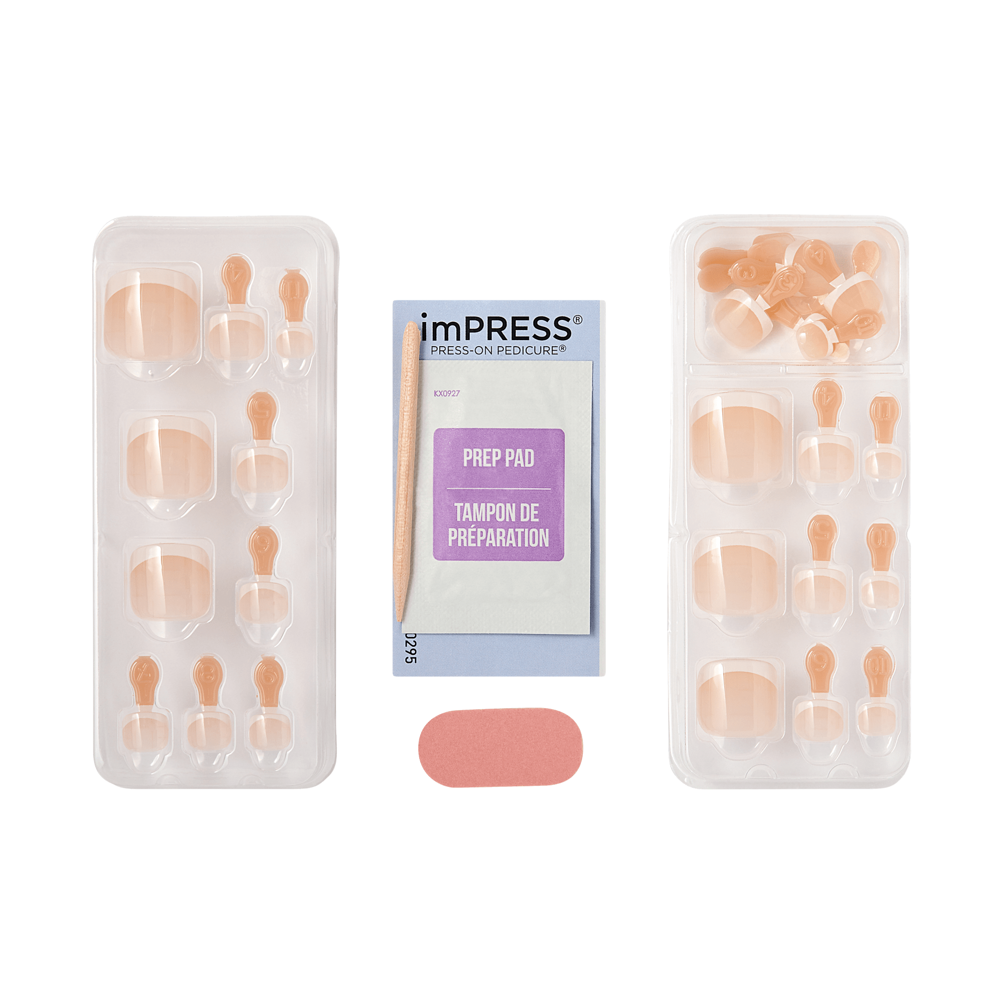 Impress Design No Glue Fake Press On Toenails - Blanc Chic | French Tips, Beige, Short, Squoval, Pedicure