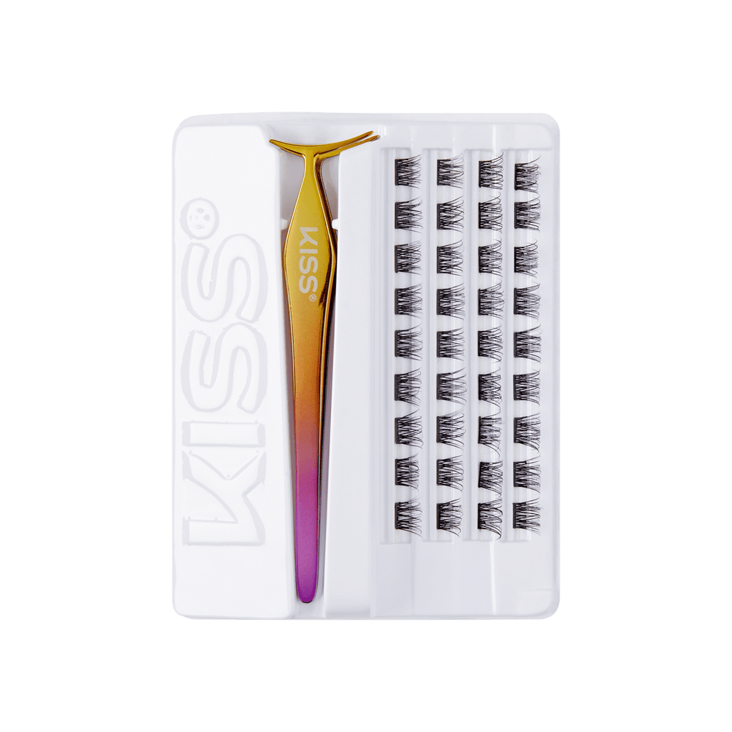 Impress Falsies Pre-Glued False Eyelashes Starter Kit - Natural | 36 Lash Clusters, With Applicator, 12mm-14mm