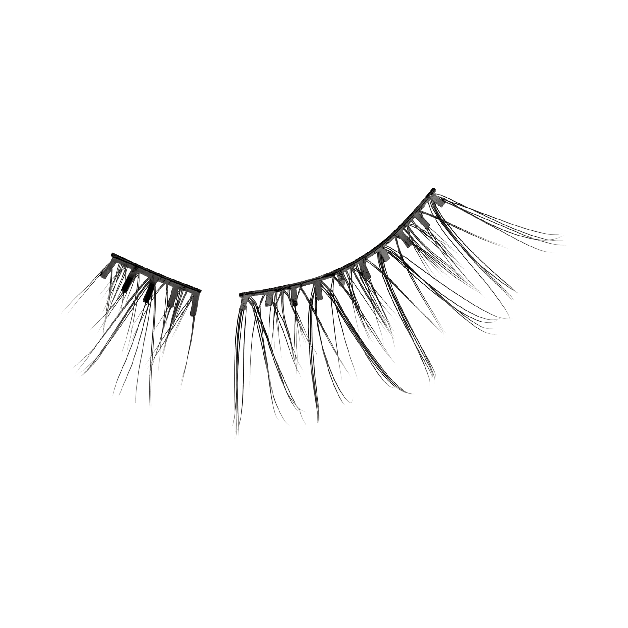 Impress Falsies easy tab Pre-Glued False Eyelashes - Sleek Natural | 1 Pair of Half Lash & 2 Lash Clusters, 6mm-12mm