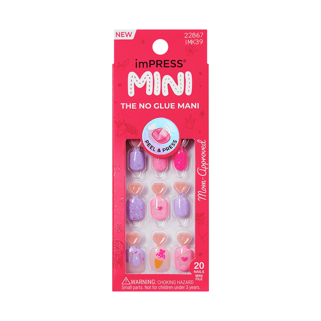 Impress Kids No Glue Fake Press On Nails - Fairy Sparkle | Design, Multicolor, Kids, Squoval, Manicure