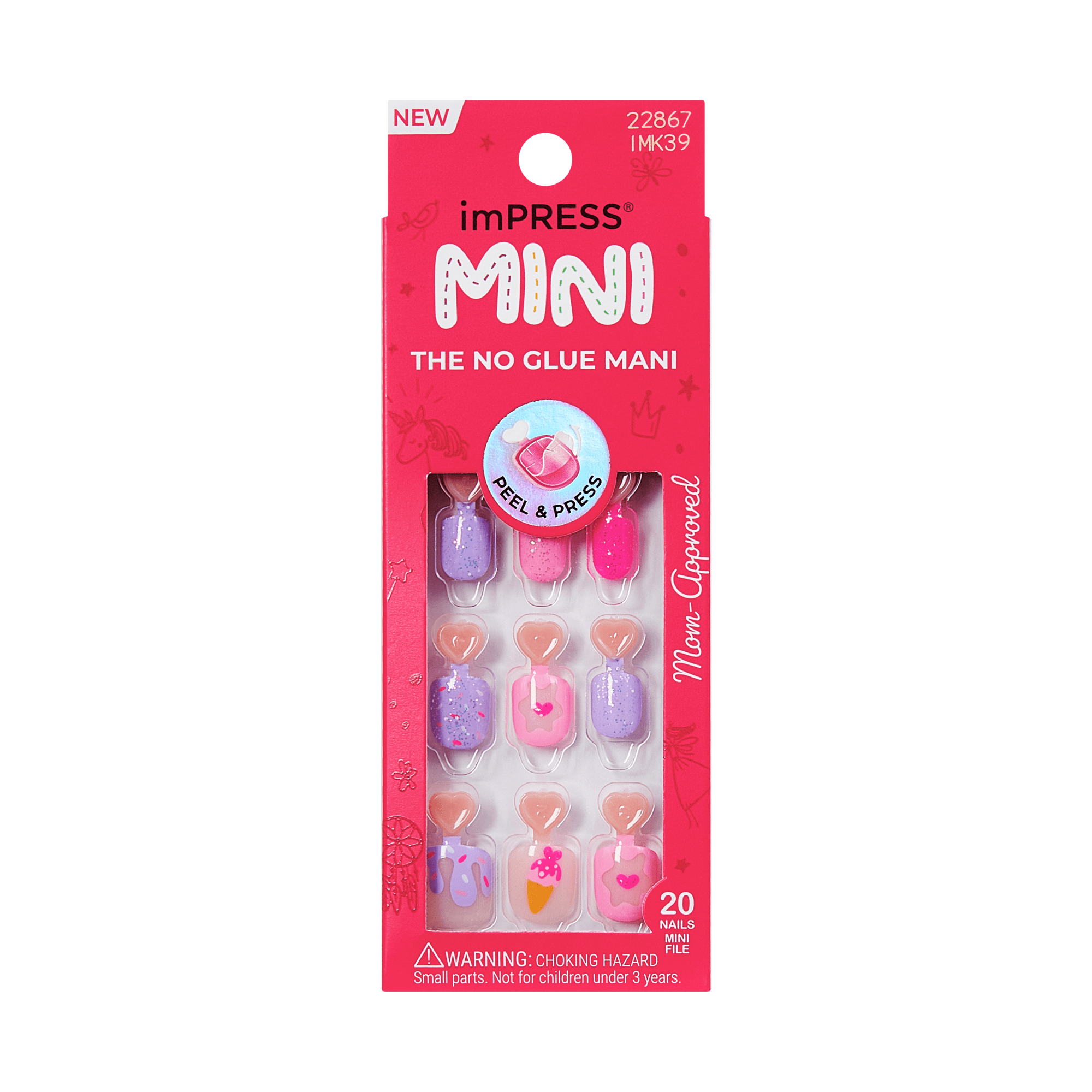 Impress Kids No Glue Fake Press On Nails - Fairy Sparkle | Design, Multicolor, Kids, Squoval, Manicure