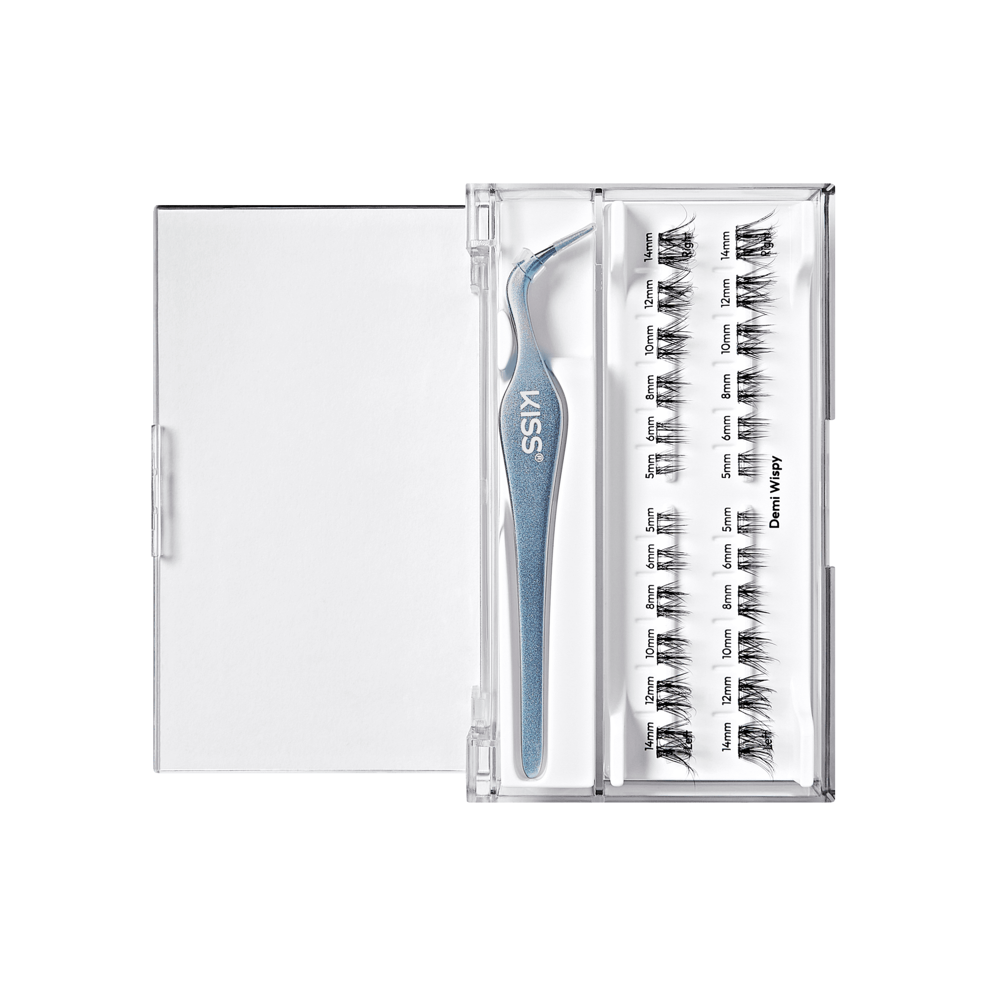 Impress Falsies Long Lasting Pre-Glued False Eyelashes Starter Kit - Demi Wispy | 24 Lash Clusters, With Applicator, Up To 5 Day Wear, 5mm-14mm