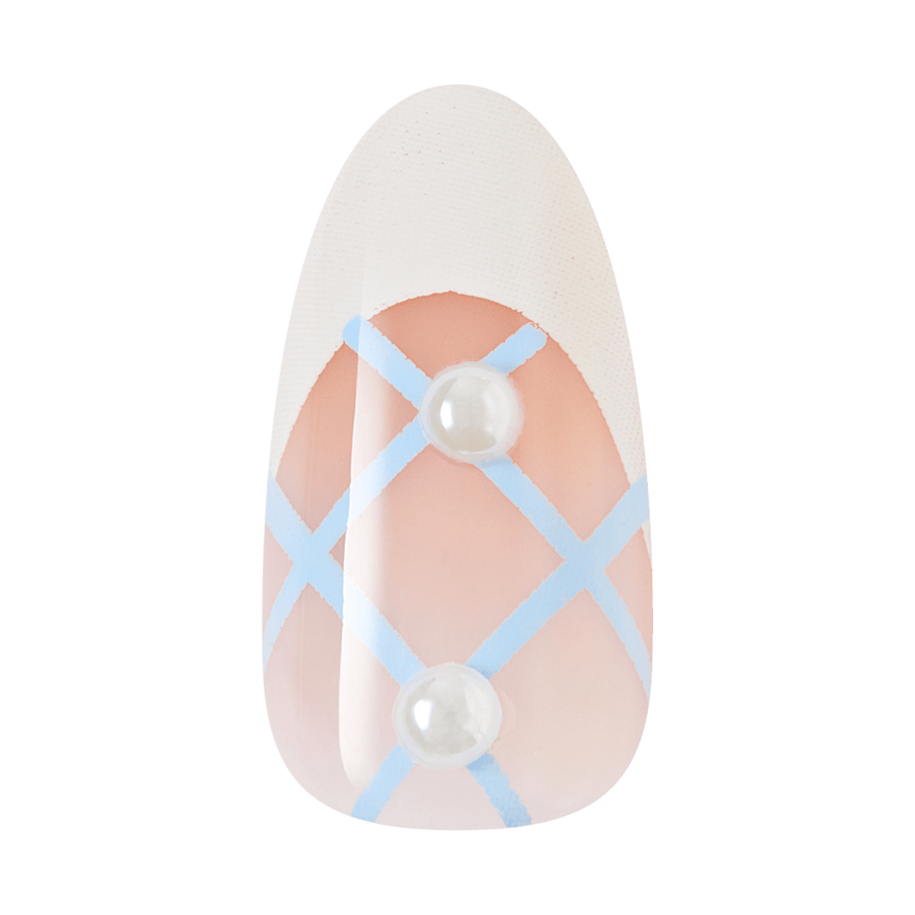 Impress Design No Glue Fake Press On Nails - Aura | French Design, White, Medium, Almond, Manicure