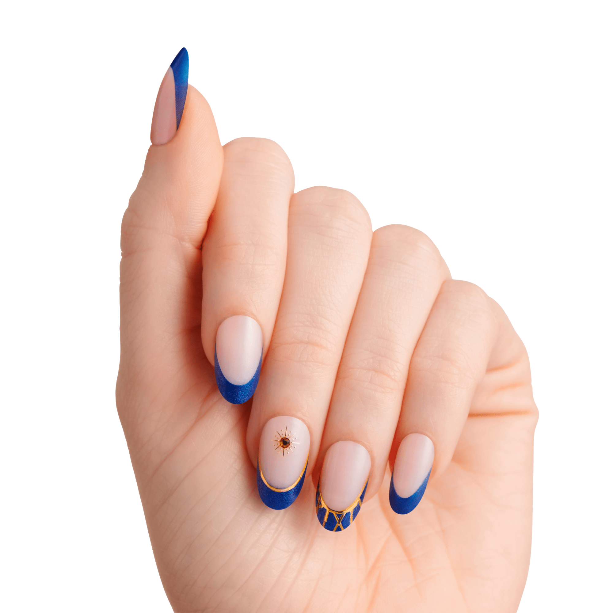 Impress X WICKED: FOR GOOD | Wickedly Brave | 3D & Jewel French Design, Blue, Medium, Oval, Manicure
