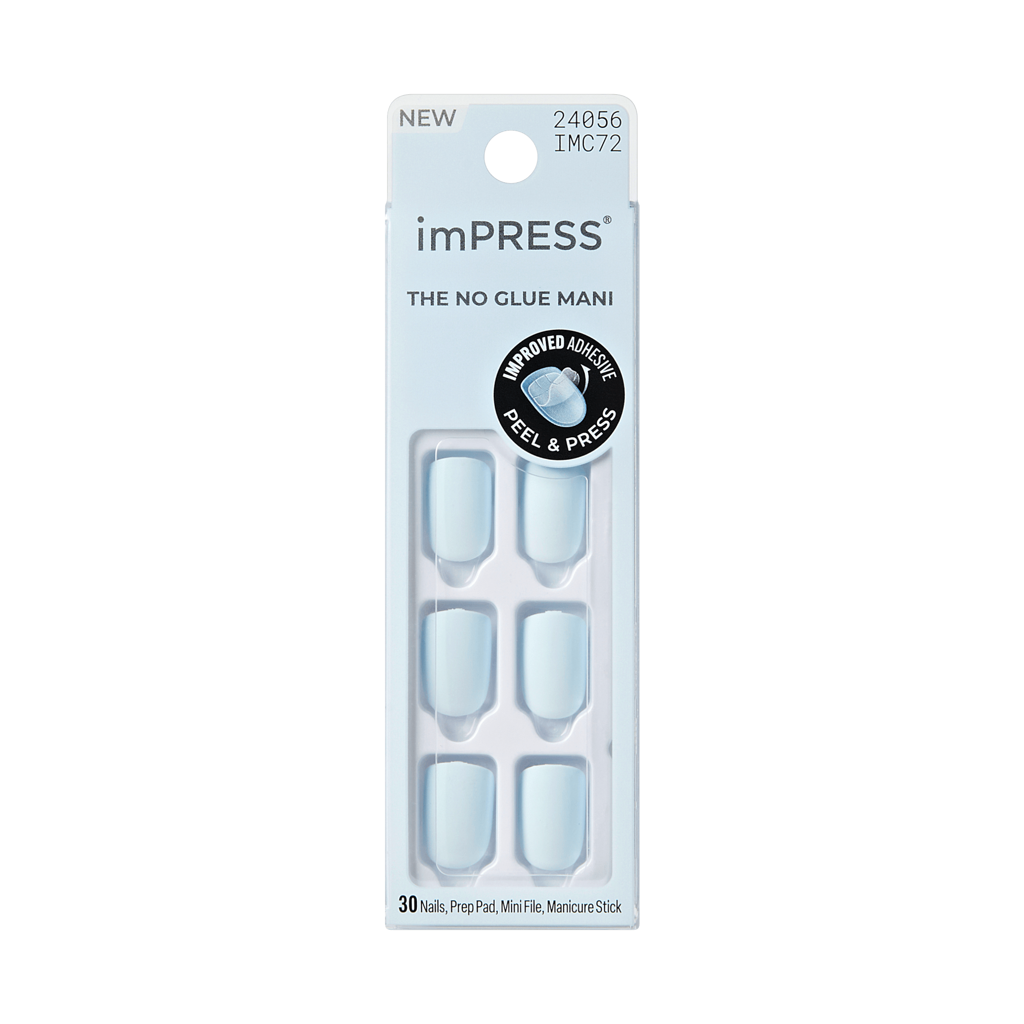 Impress Color No Glue Fake Press On Nails - Loom | Solid, Blue, Short, Squoval, Manicure