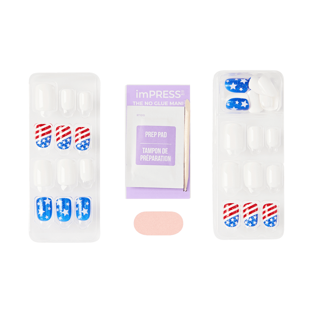 Impress Design No Glue Fake Press On Nails - Liberty | Design, Multicolor, Short, Squoval, Manicure