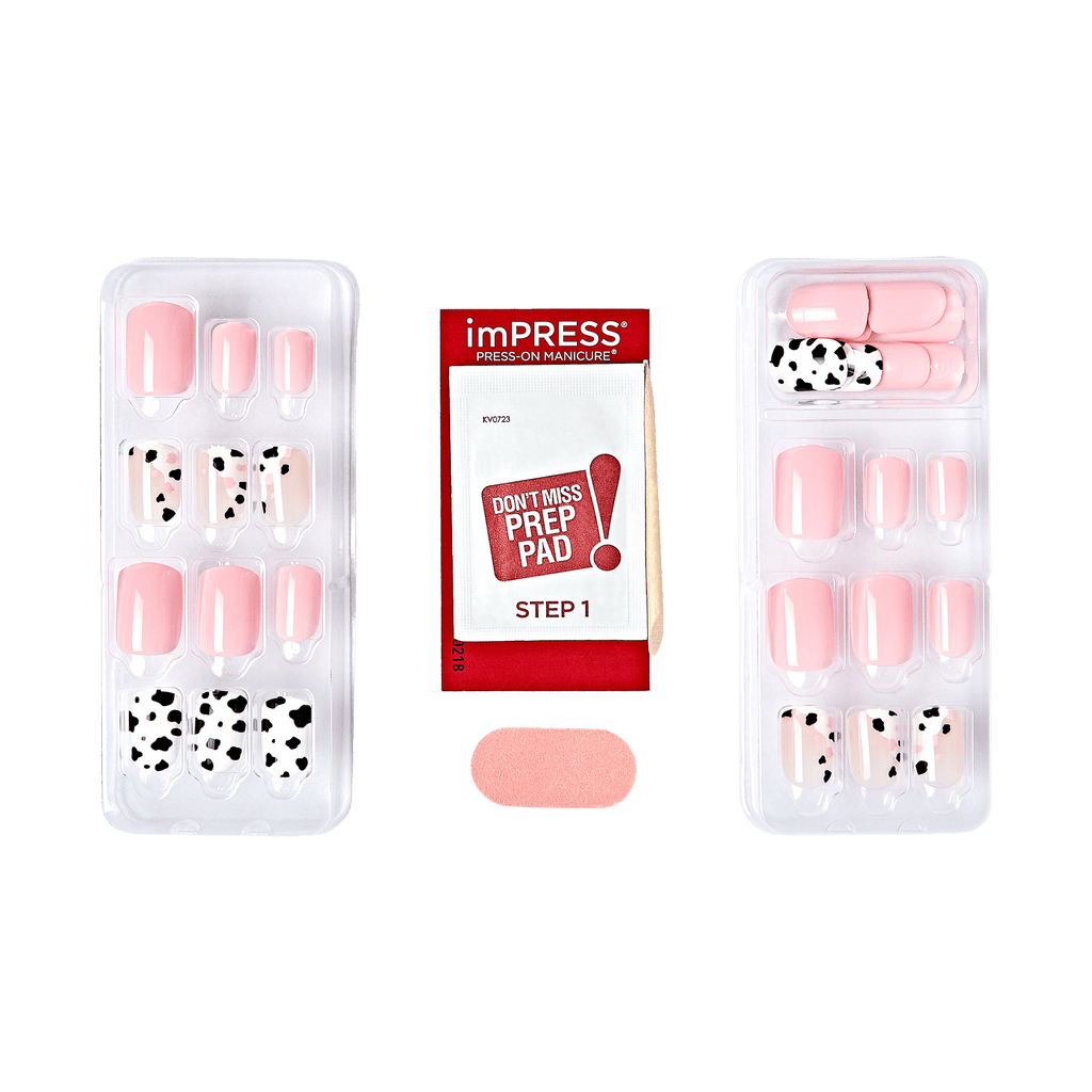 Impress Design No Glue Fake Press On Nails - One Chance | Design, Pink, Short, Squoval, Manicure