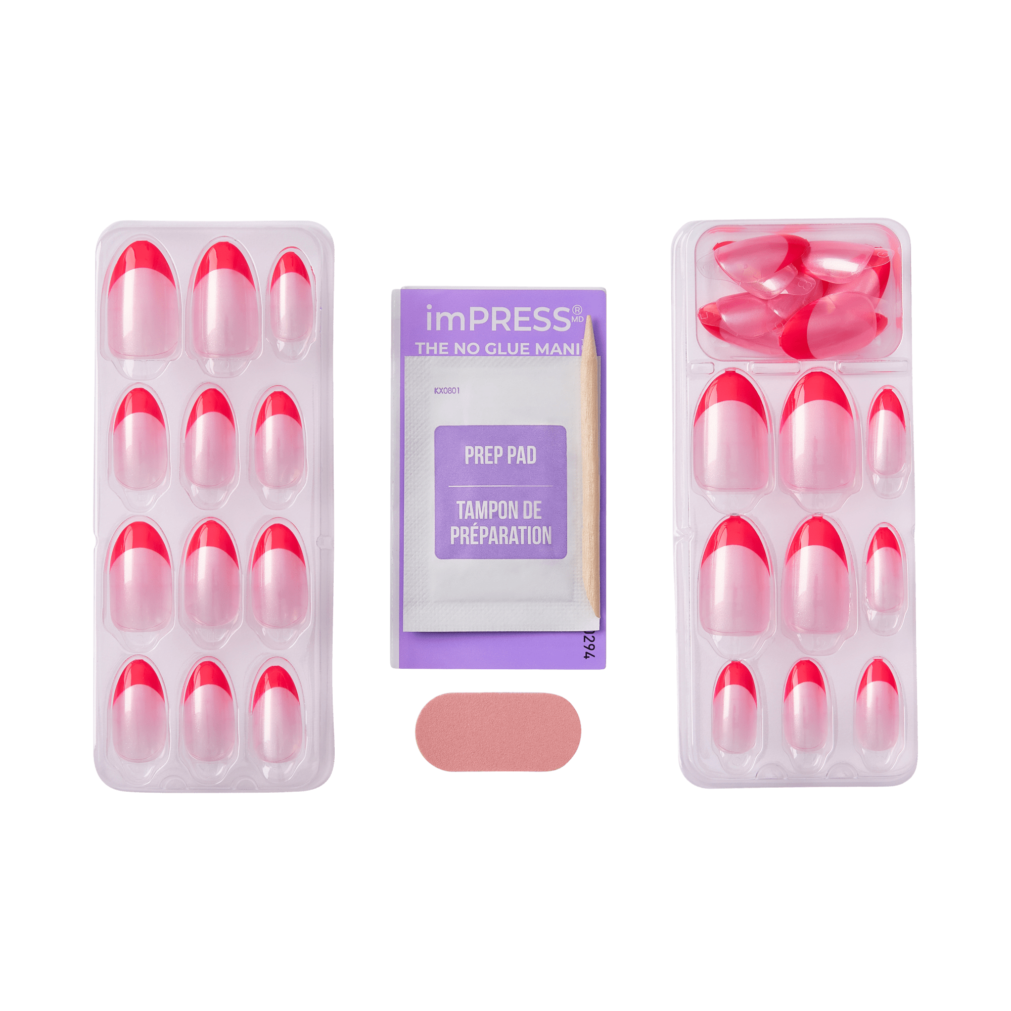 Impress Design No Glue Fake Press On Nails - My Daydreams | French Tips, Pink, Medium, Almond, Manicure