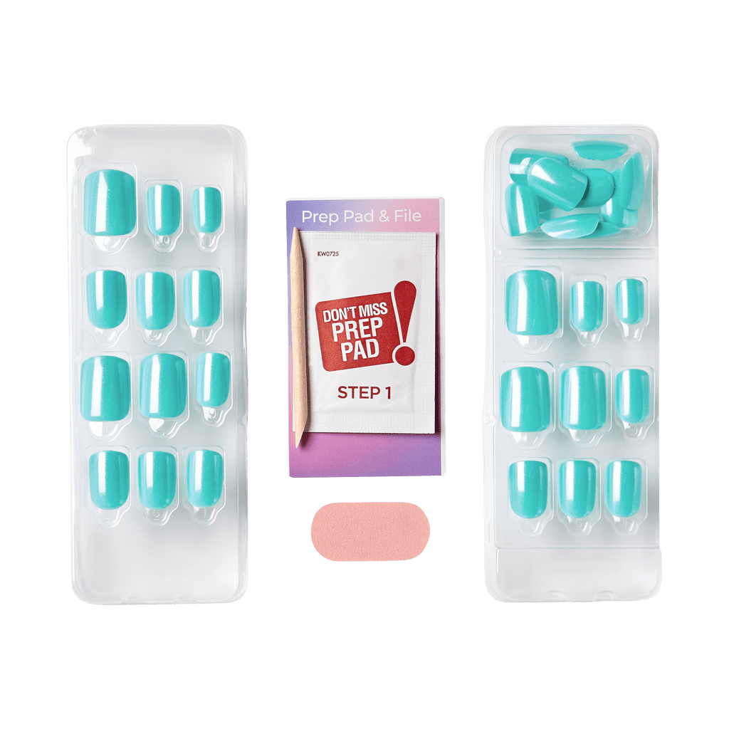 Impress Color FX No Glue Fake Press On Nails - Upgrade | Solid, Blue, Short, Squoval, Manicure