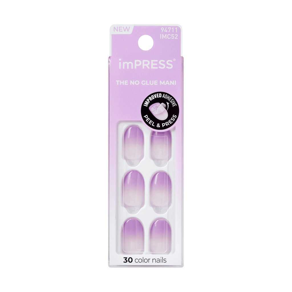Impress Color No Glue Fake Press On Nails - Take A Chance | Design, Purple, Short, Oval, Manicure