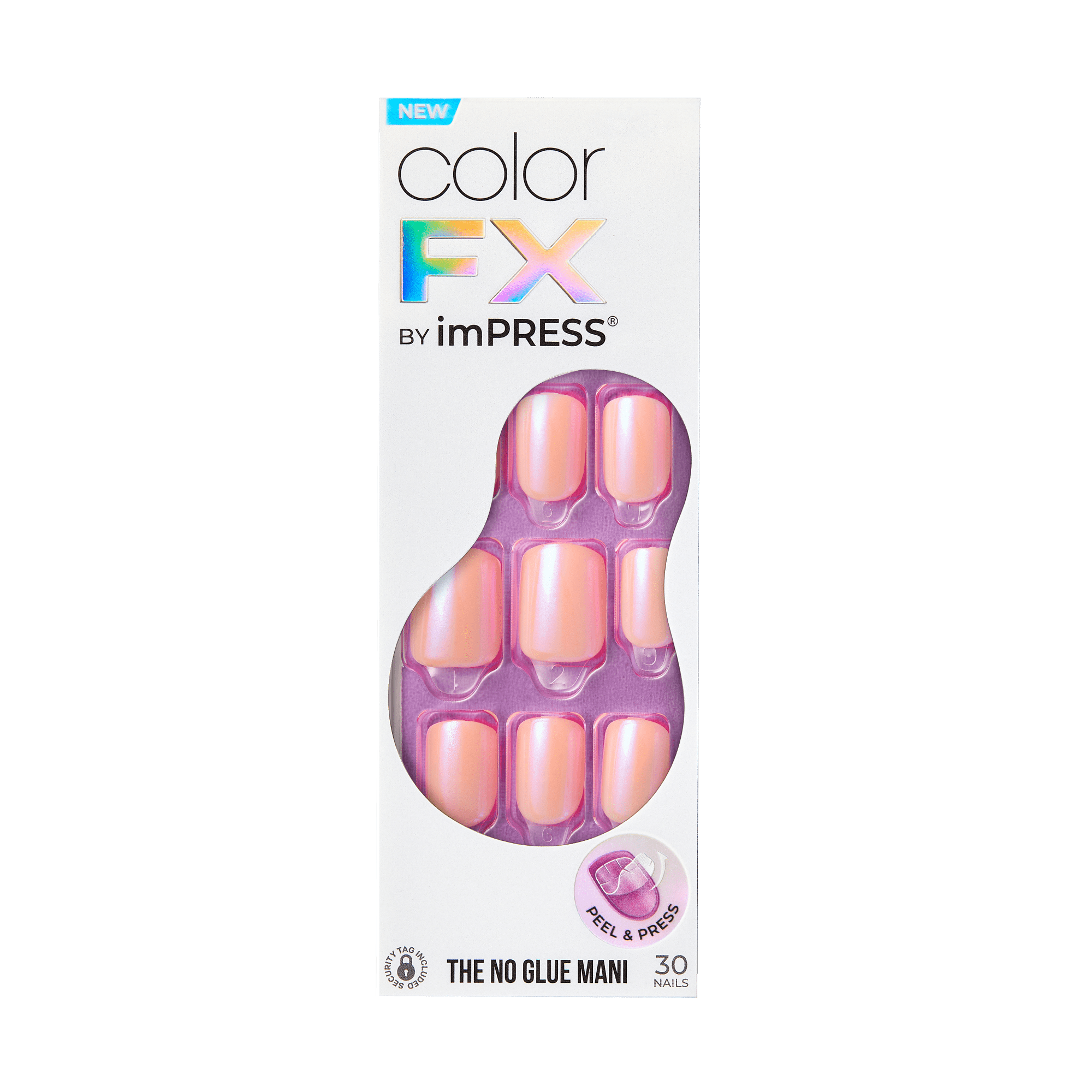 colorFX by Impress No Glue Fake Press On Nails - Satellite | Solid, Pink, Short, Squoval, Manicure