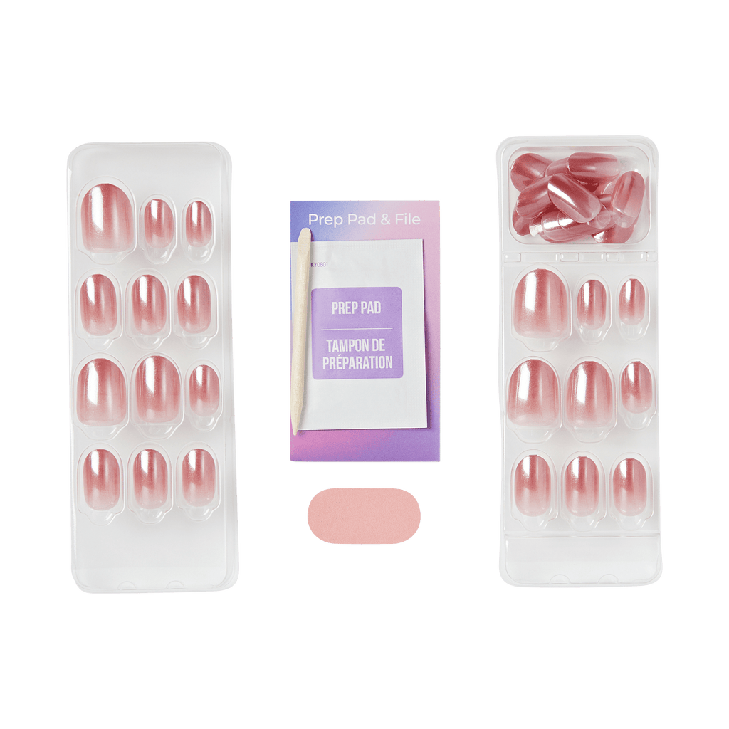 colorFX by Impress No Glue Fake Press On Nails - Boundless | Design, Pink, Short, Oval, Manicure