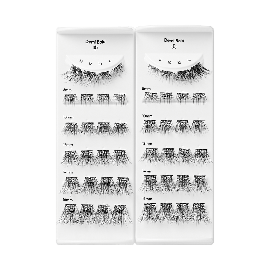 Impress Falsies Long Lasting Pre-Glued False Eyelashes - Demi Bold | 48 Lash Clusters, Up To 5 Day Wear, 8mm-16mm