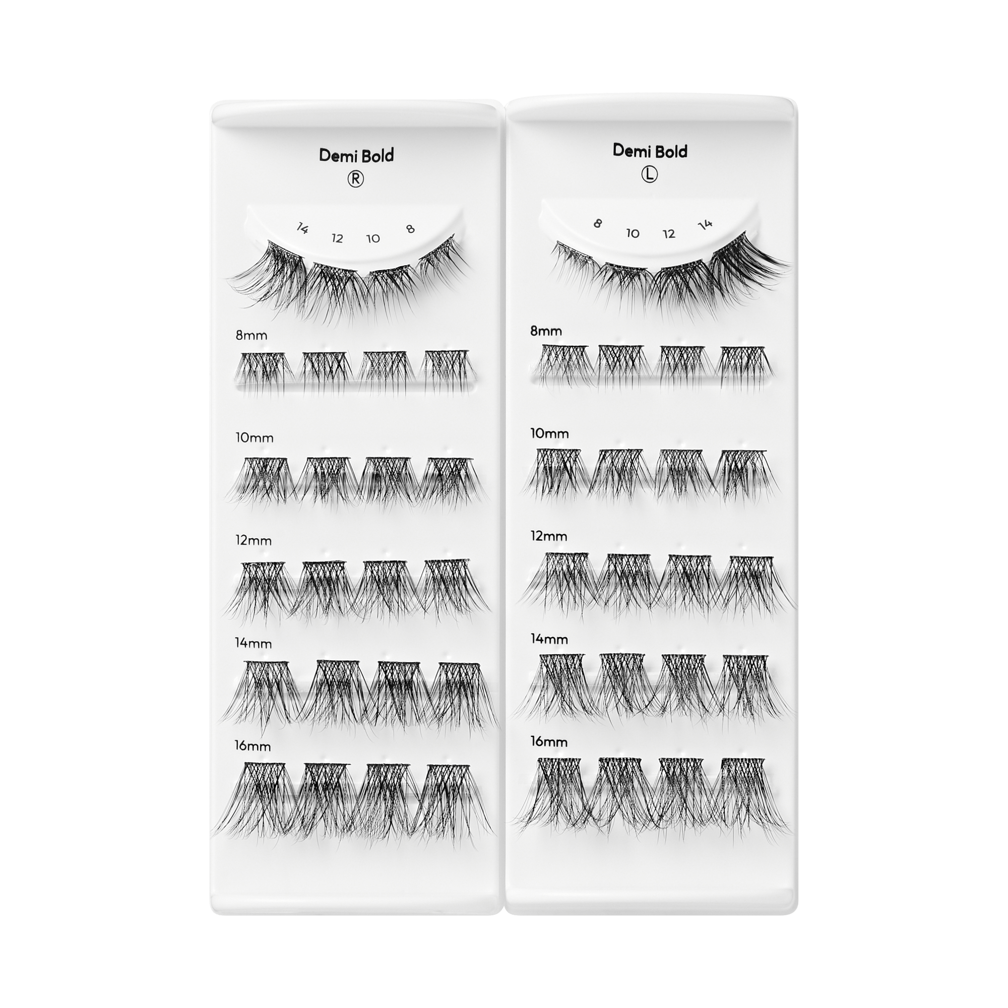 Impress Falsies Long Lasting Pre-Glued False Eyelashes - Demi Bold | 48 Lash Clusters, Up To 5 Day Wear, 8mm-16mm