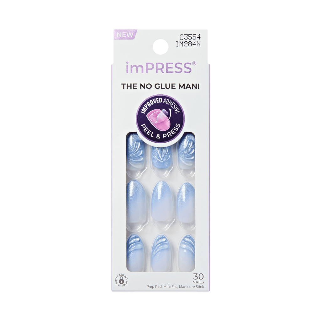 Impress Design No Glue Fake Press On Nails - Ciel | Design, Blue, Medium, Almond, Manicure