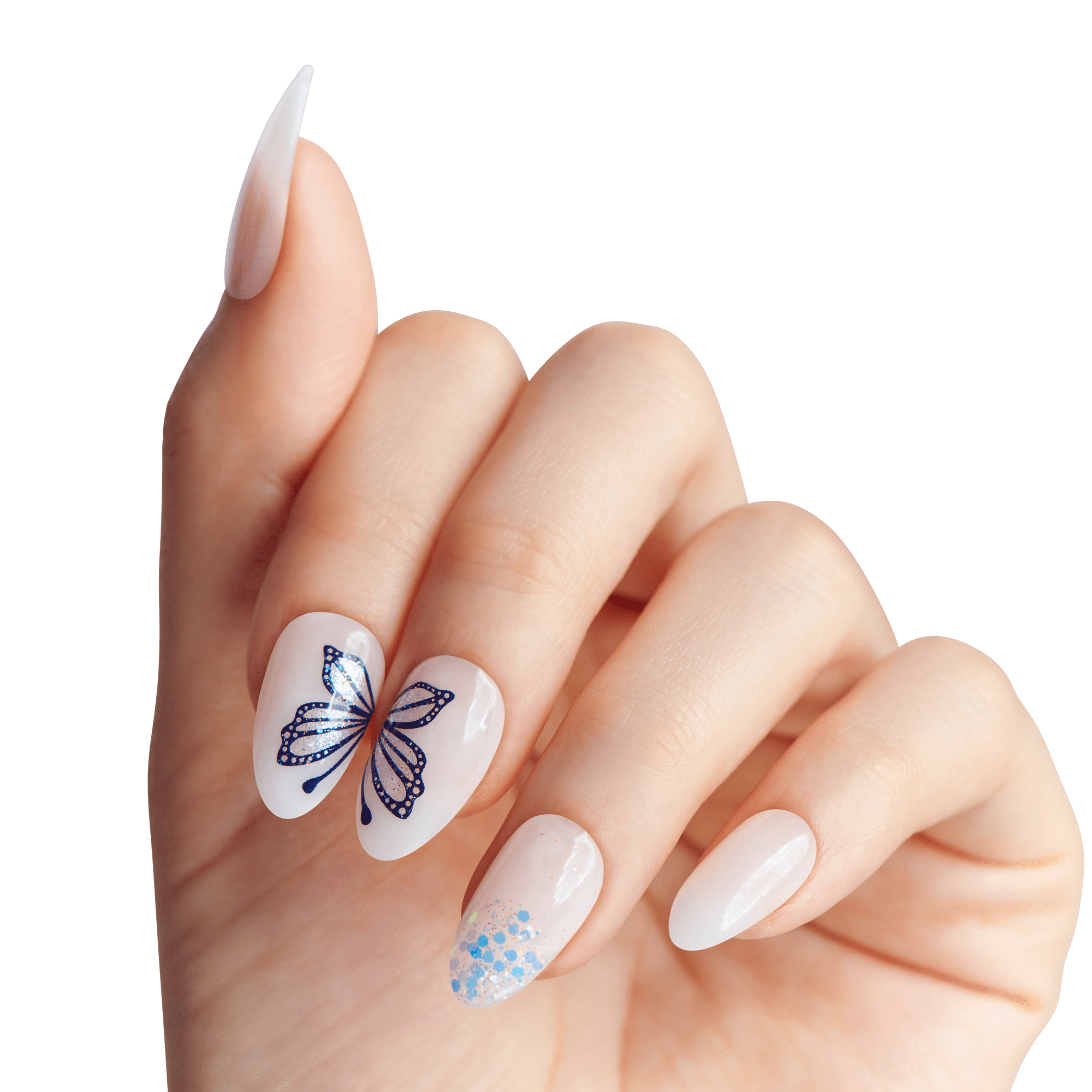Impress Design No Glue Fake Press On Nails - Dazzle | Design, White, Medium, Almond, Manicure