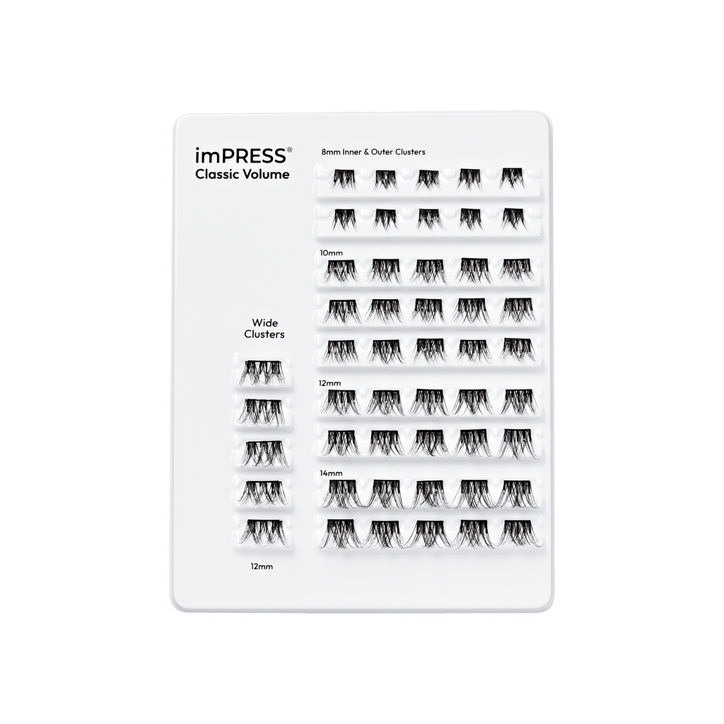 Impress Falsies Pre-Glued False Eyelashes Multipack - Classic Volume | 50 Lash Clusters, 8mm-14mm