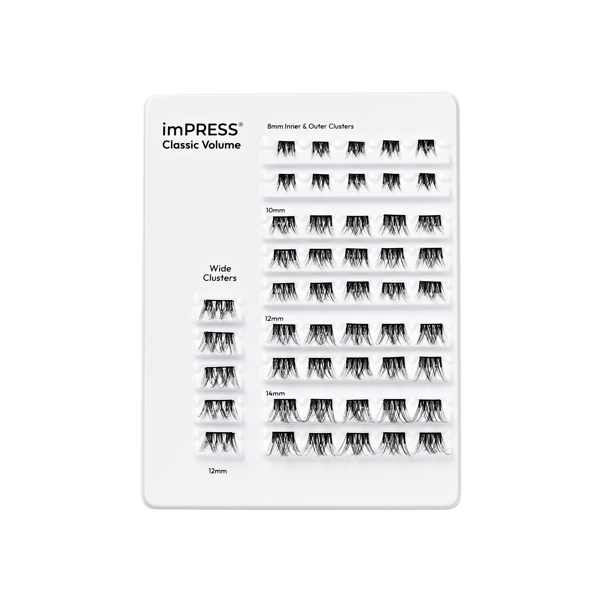 Impress Falsies Pre-Glued False Eyelashes Multipack - Classic Volume | 50 Lash Clusters, 8mm-14mm
