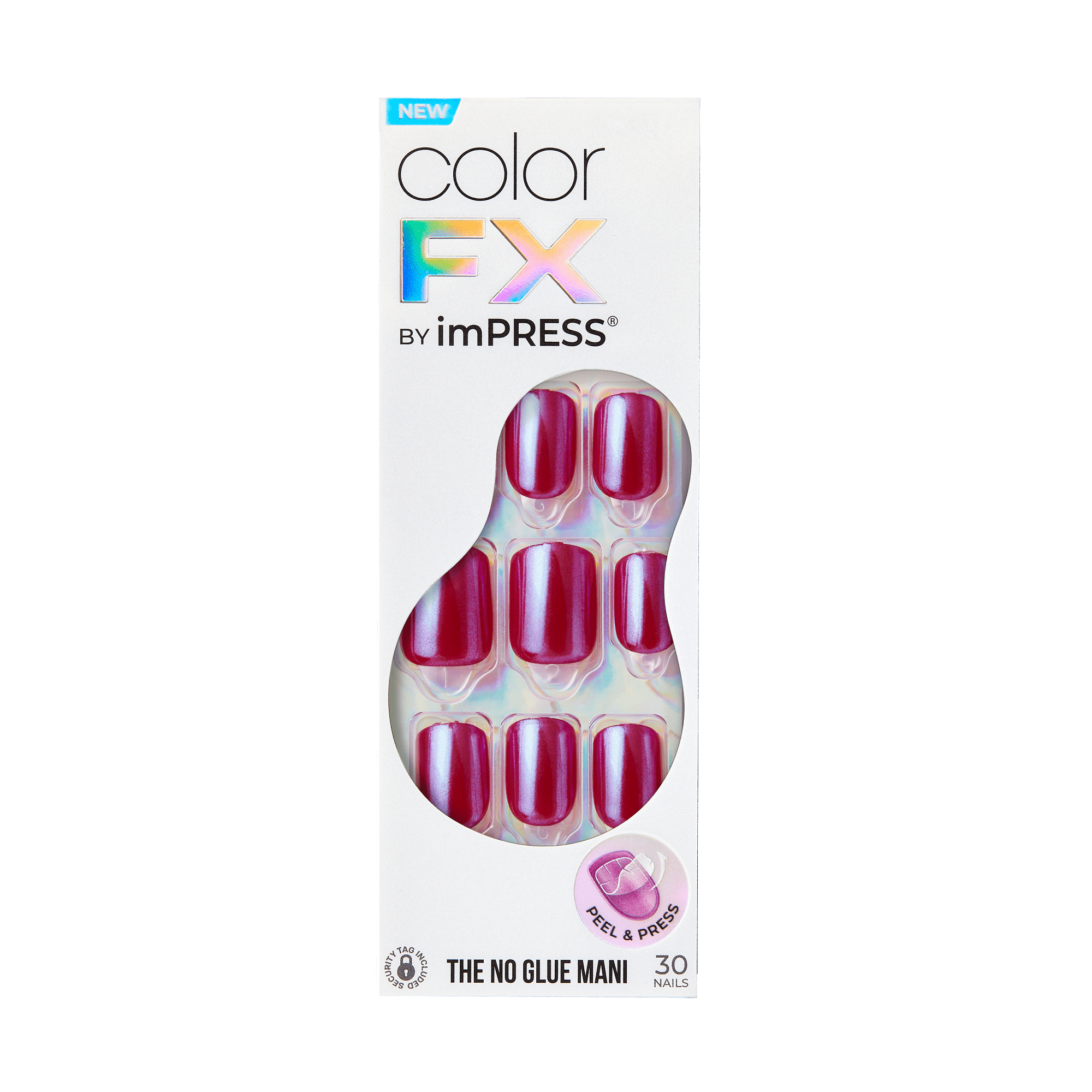 colorFX by Impress No Glue Fake Press On Nails - This City | Solid, Red, Short, Squoval, Manicure