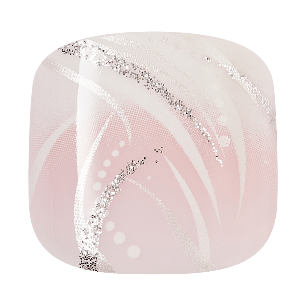 Impress Design No Glue Fake Press On Toenails - Is This Love | Design, Pink & White, Short, Squoval, Pedicure