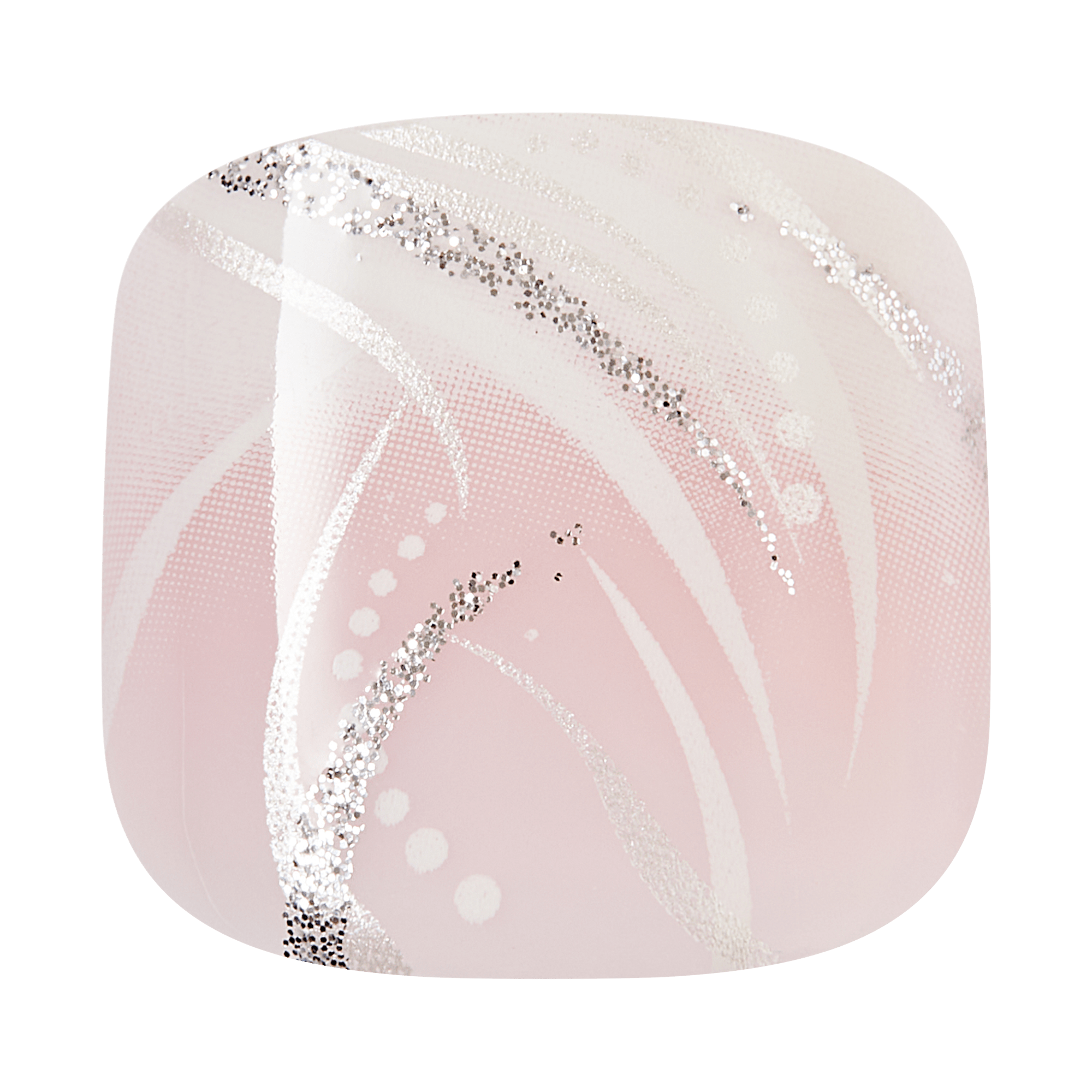 Impress Design No Glue Fake Press On Toenails - Is This Love | Design, Pink & White, Short, Squoval, Pedicure