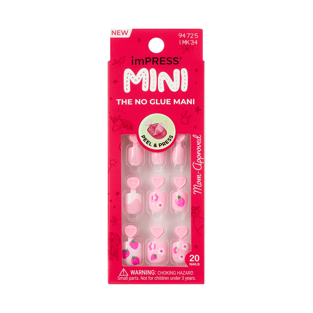 Impress Kids No Glue Fake Press On Nails - Berry Cute | Design, Pink, Kids, Squoval, Manicure
