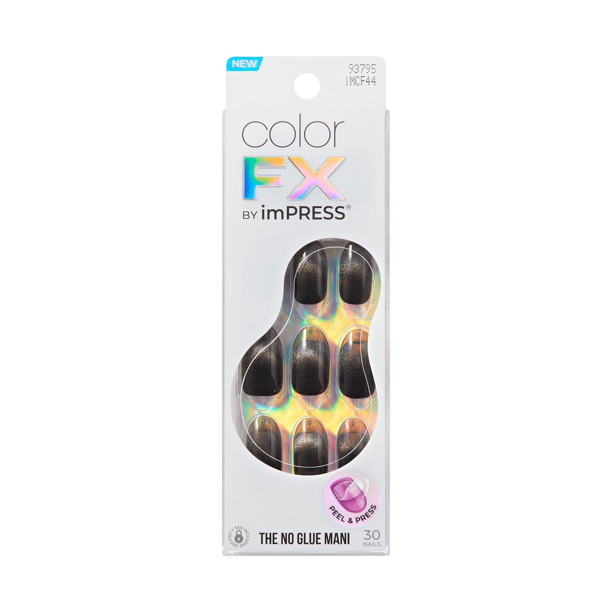 colorFX by Impress No Glue Fake Press On Nails - Best Wishes | Solid, Black, Medium, Oval, Manicure