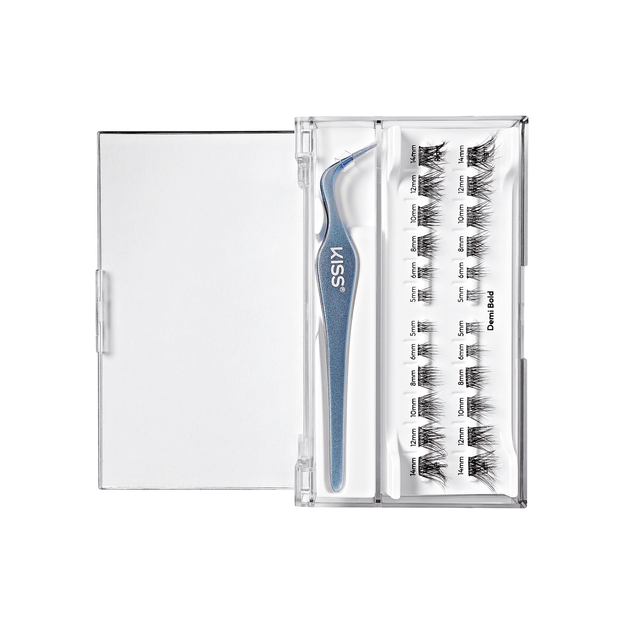 Impress Falsies Long Lasting Pre-Glued False Eyelashes Starter Kit - Demi Bold | 24 Lash Clusters, With Applicator, Up To 5 Day Wear, 5mm-14mm
