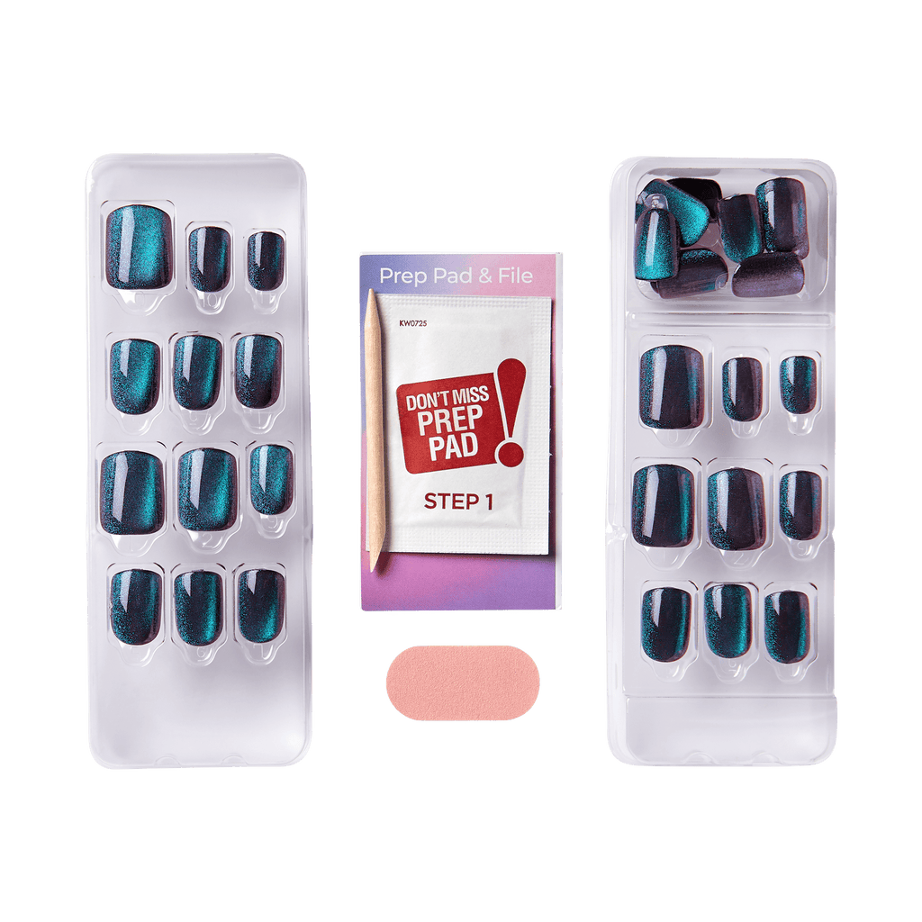 colorFX by Impress No Glue Fake Press On Nails - Better Things | Solid, Green, Short, Squoval, Manicure