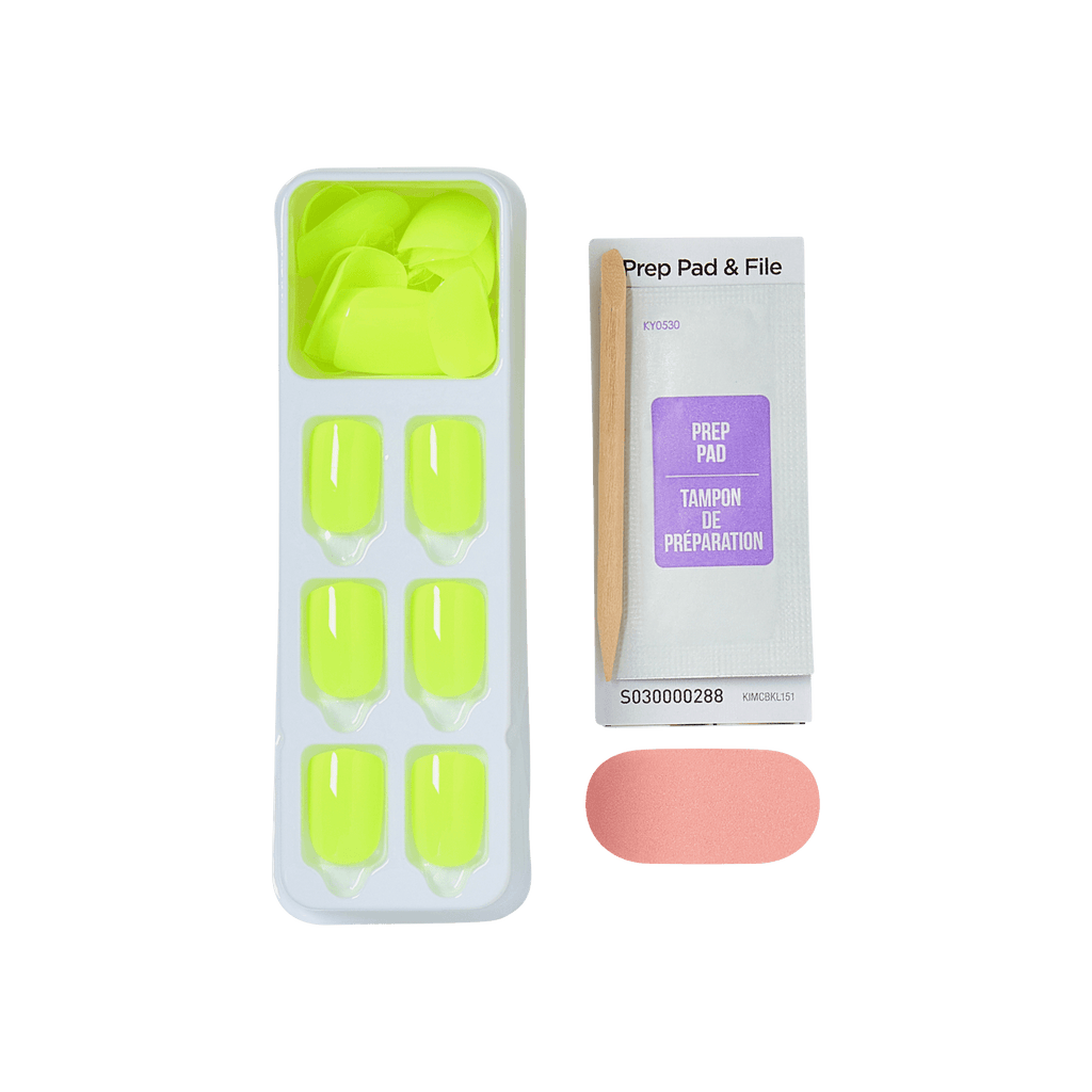 Impress Color No Glue Fake Press On Nails - Brillix | Solid, Yellow, Short, Squoval, Manicure