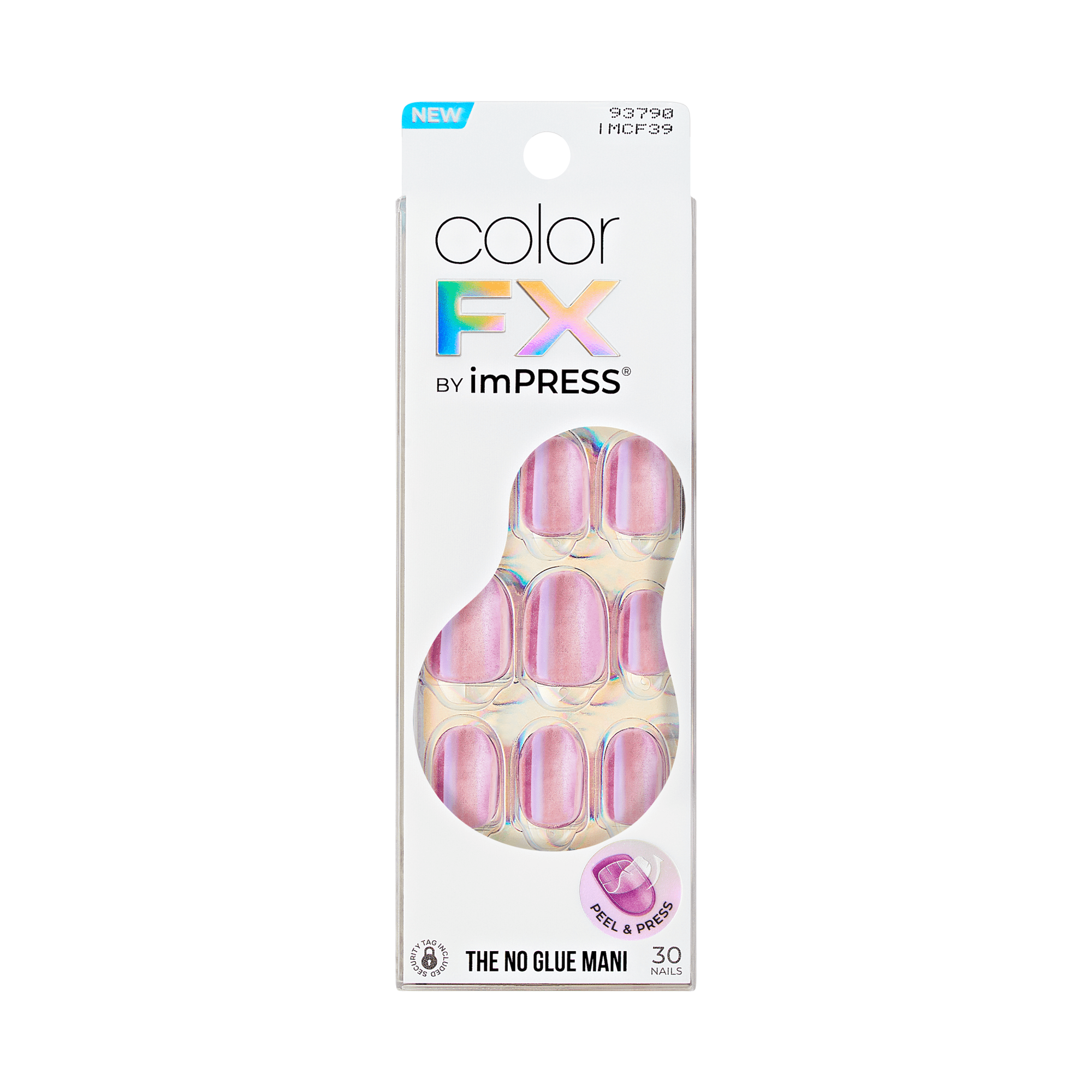 colorFX by Impress No Glue Fake Press On Nails - Starry | Solid, Pink, Short, Oval, Manicure