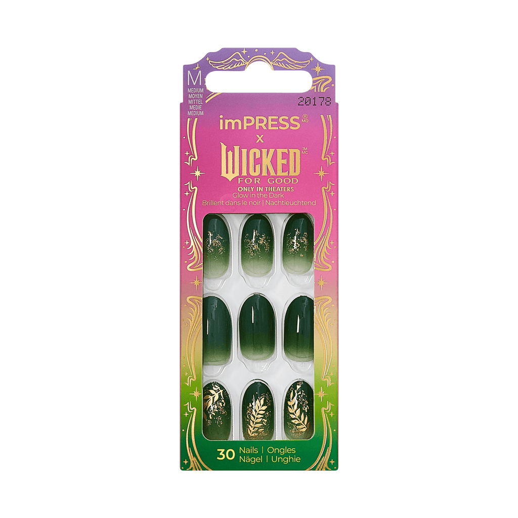 Impress X WICKED: FOR GOOD | Defy Expectations | Design, Green, Medium, Oval, Manicure