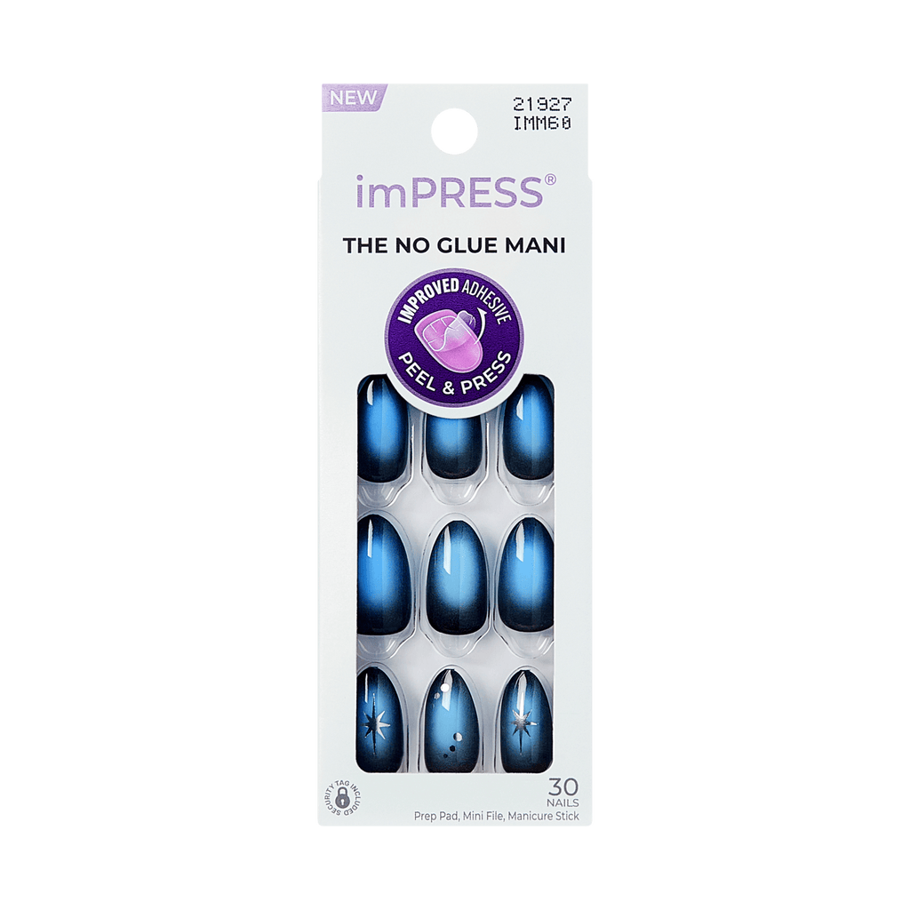 Impress Design No Glue Fake Press On Nails - Lovesome | Design, Blue, Medium, Almond, Manicure