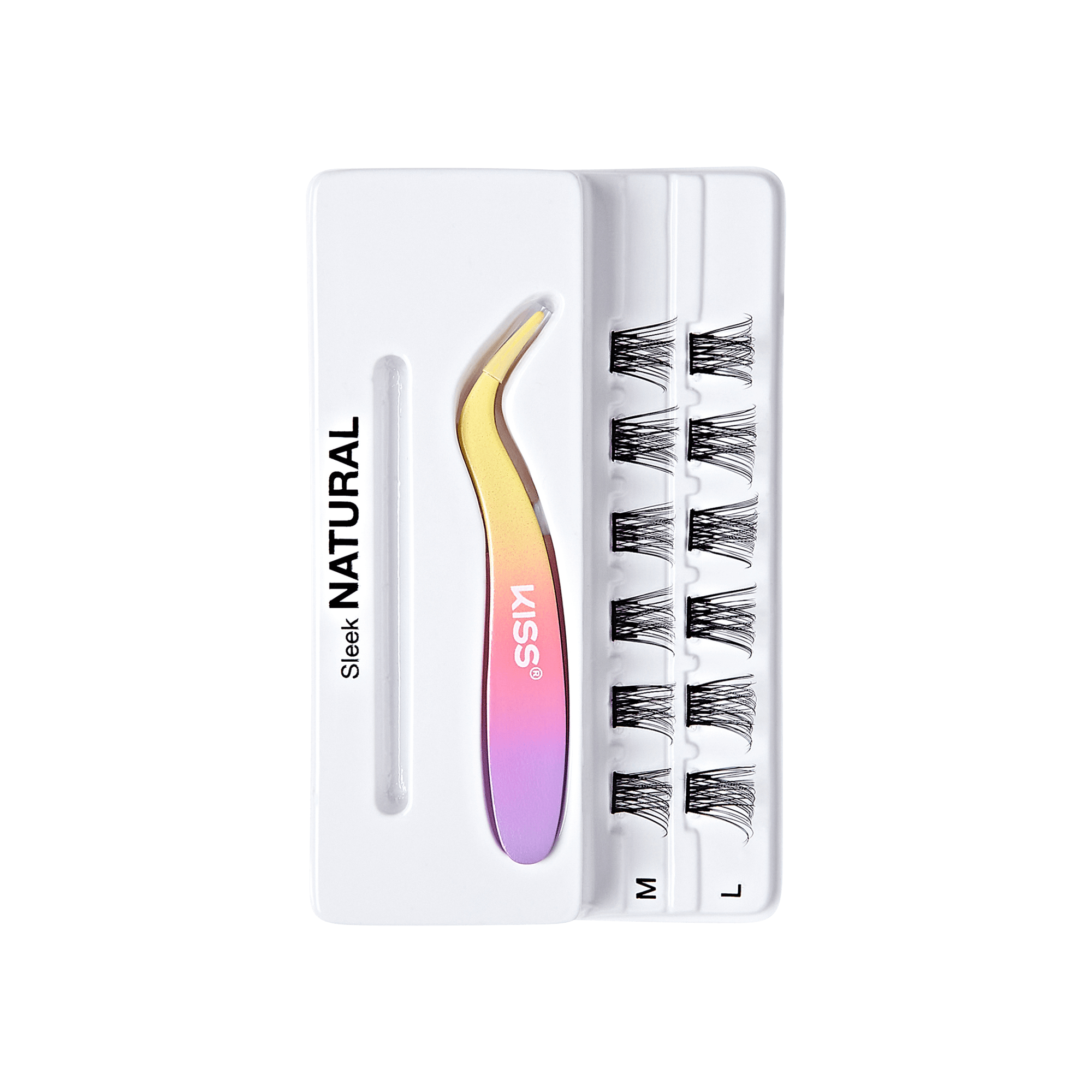 Impress Falsies Pre-Glued False Eyelashes Minipack - Sleek | 12 Lash Clusters, With Mini Applicator, 12mm-14mm
