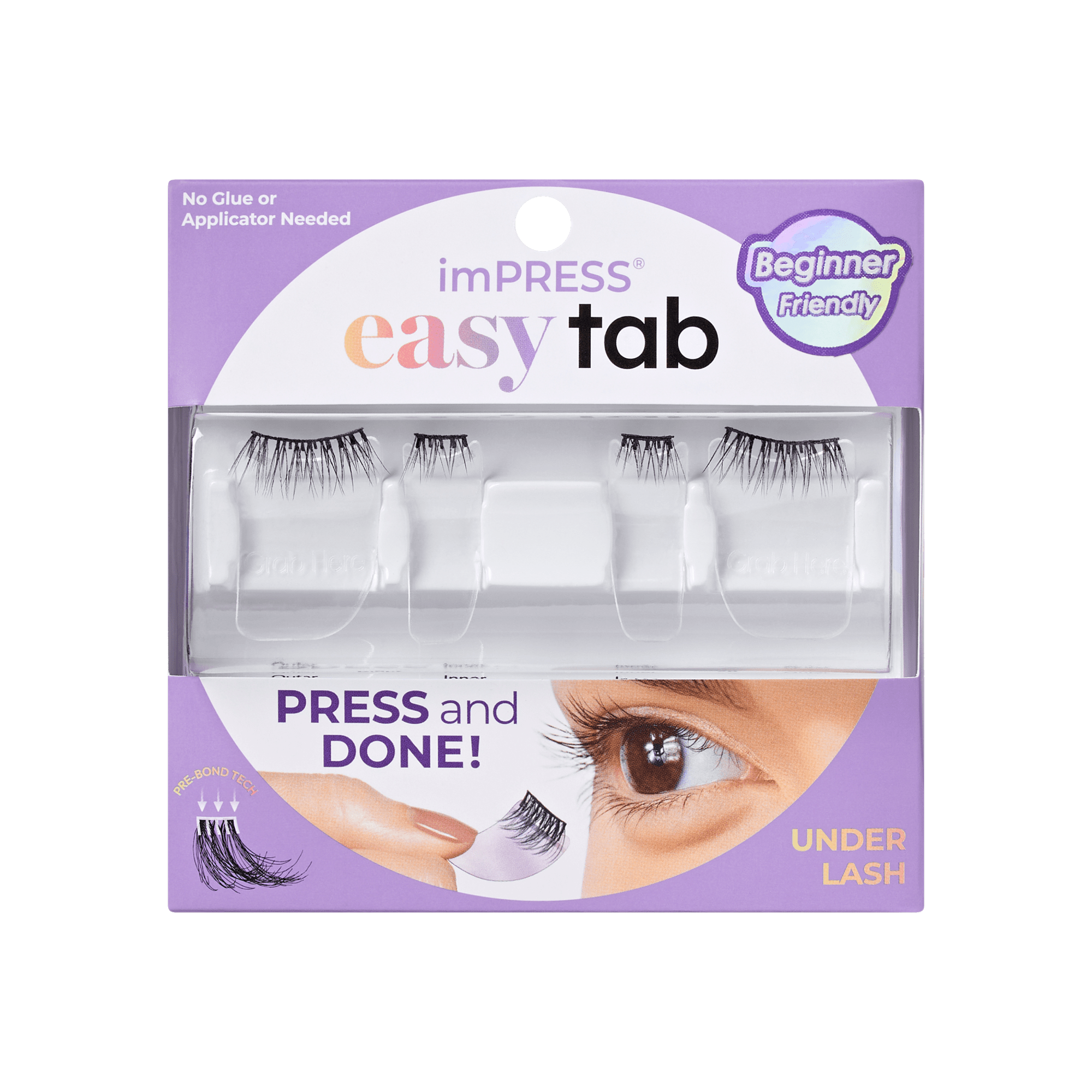 Impress Falsies easy tab Pre-Glued False Eyelashes - Authentic Natural | 1 Pair of Half Lash & 2 Lash Clusters, 5mm-9mm
