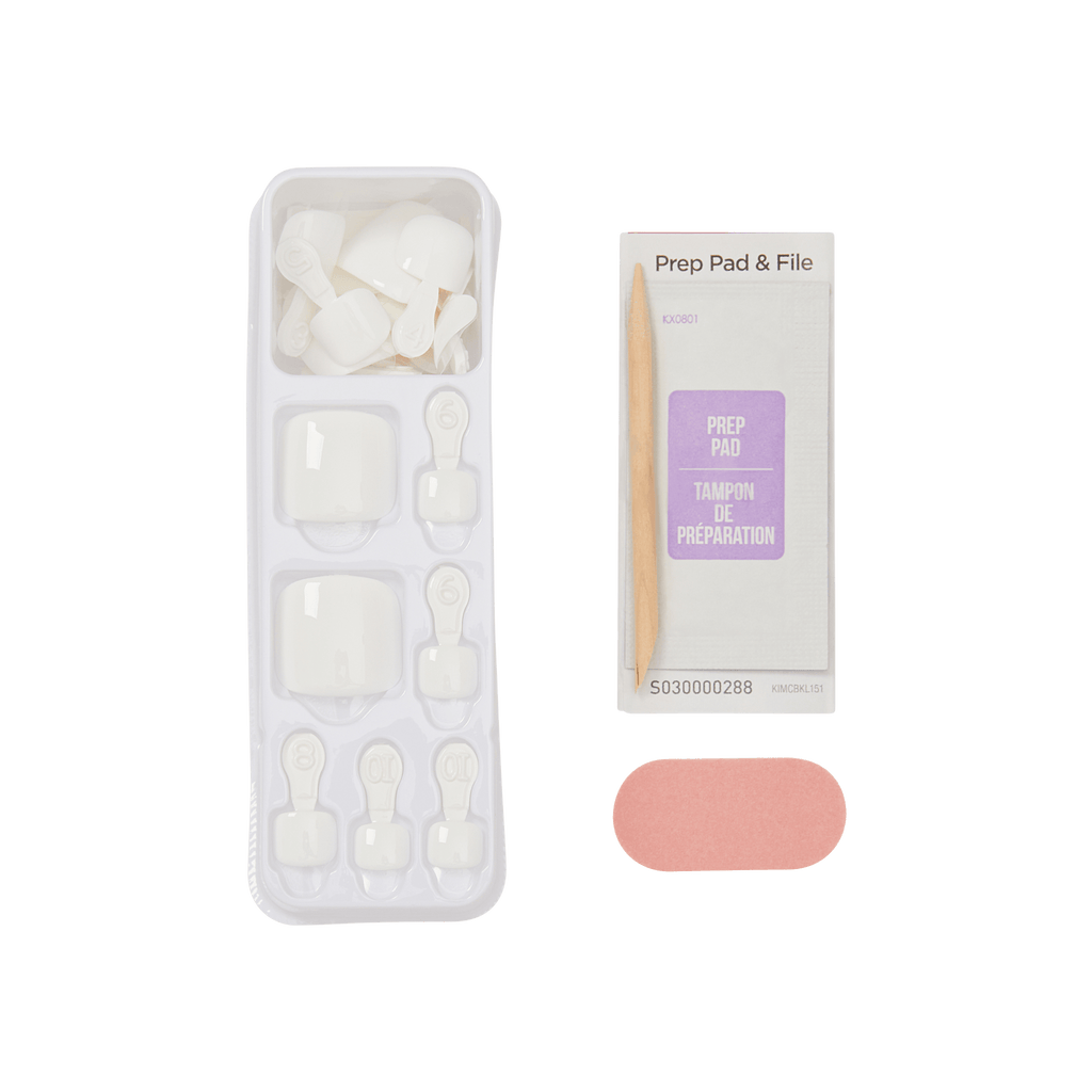 Impress Color No Glue Fake Press On Toenails - Feel The Beat | Solid, White, Short, Squoval, Pedicure