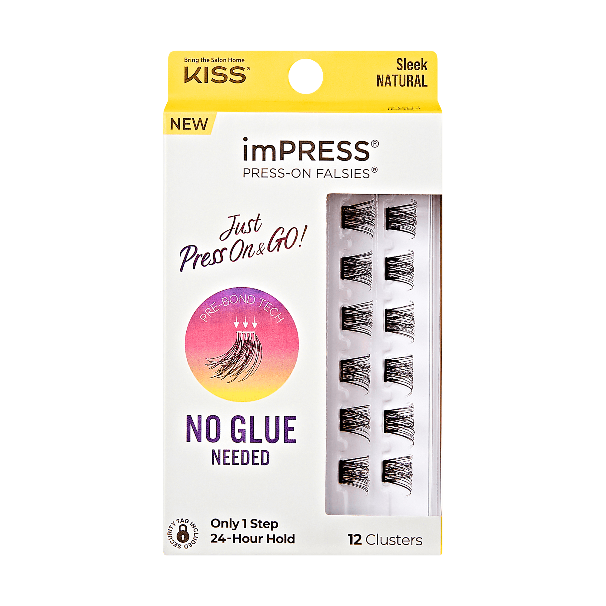 Impress Falsies Pre-Glued False Eyelashes Minipack - Sleek | 12 Lash Clusters, 12mm-14mm