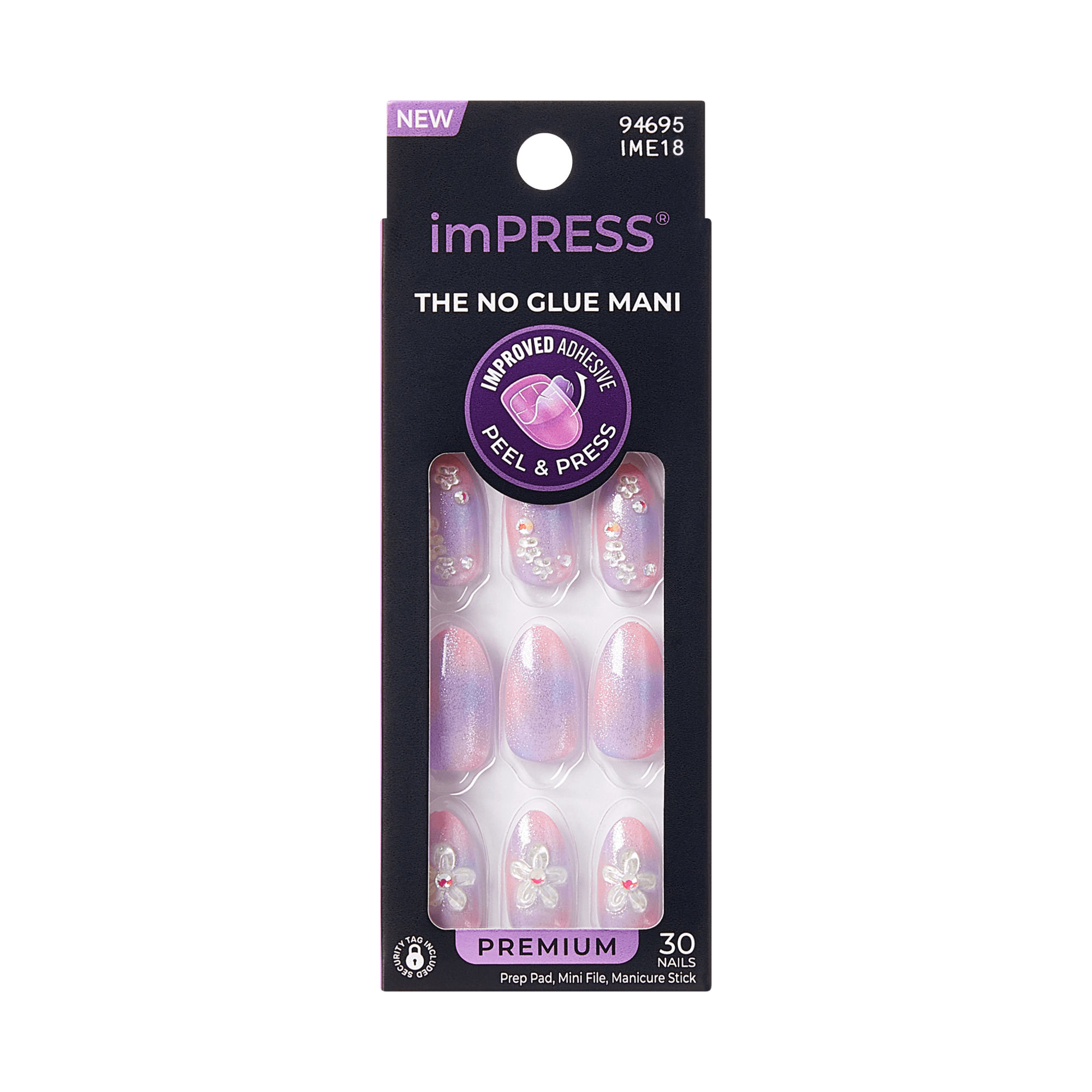 Impress Premium No Glue Fake Press On Nails - Pick Me First | 3D & Jewel Design,  Multicolor, Medium, Oval, Manicure