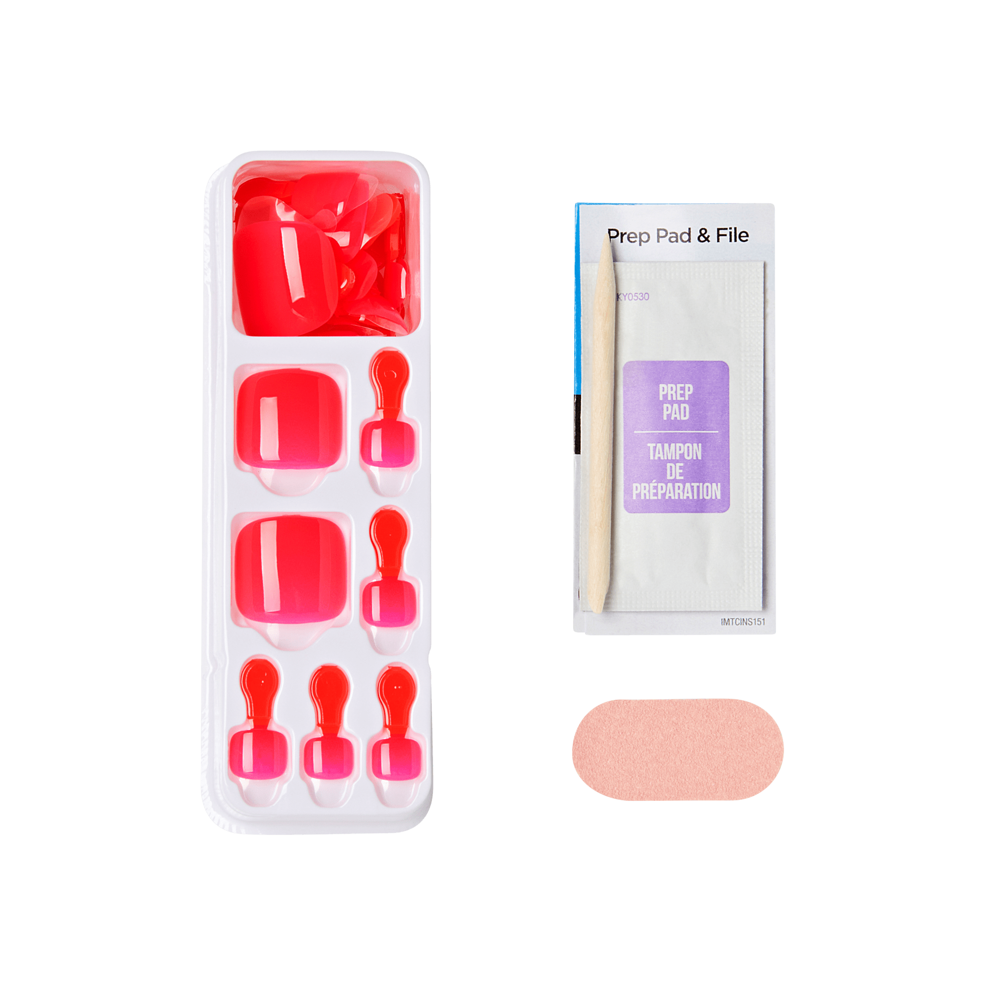 Impress Color No Glue Fake Press On Toenails - Cherry On Top | Solid, Pink, Short, Squoval, Pedicure