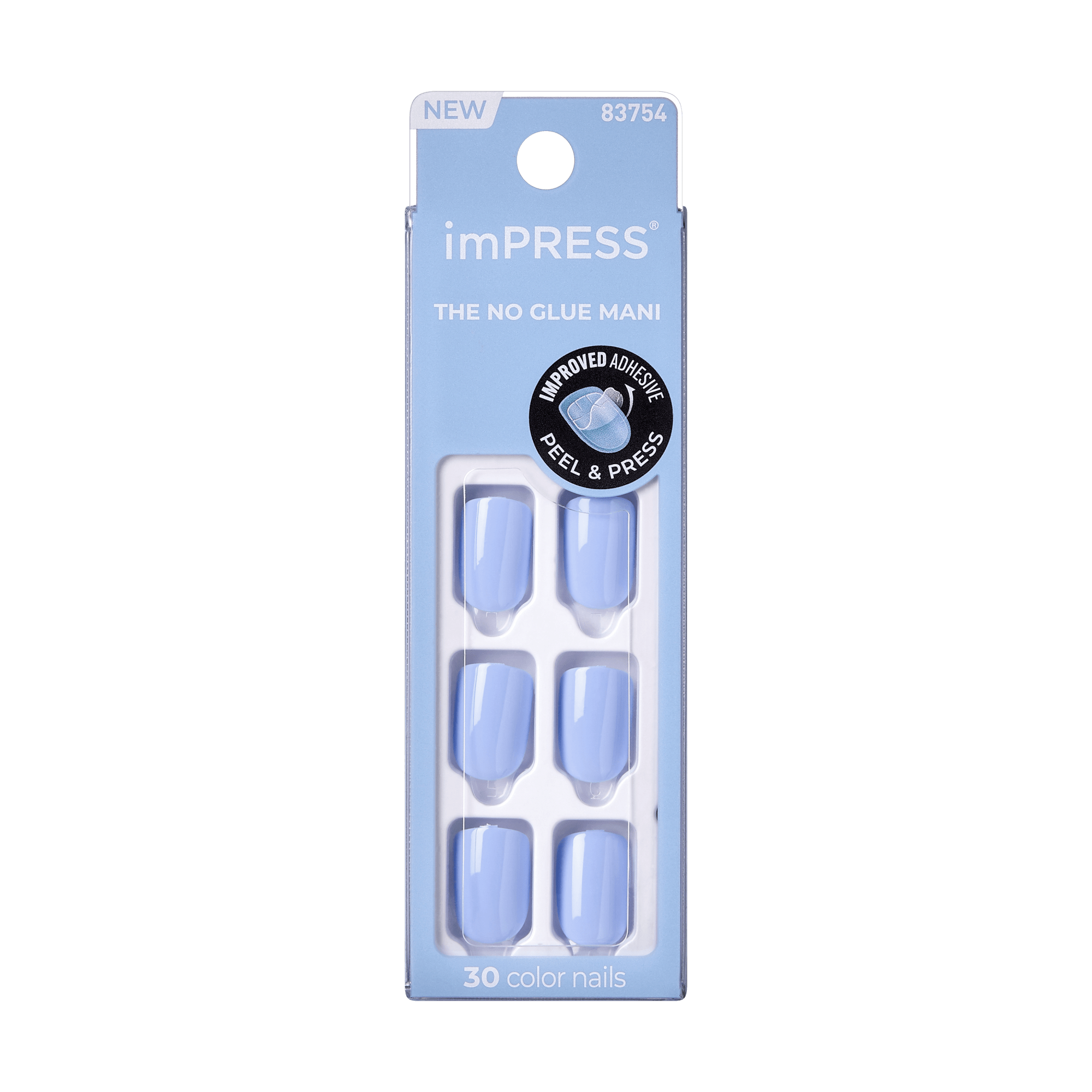 Impress Color No Glue Fake Press On Nails - Baby Why So Blue | Solid, Blue, Short, Squoval, Manicure