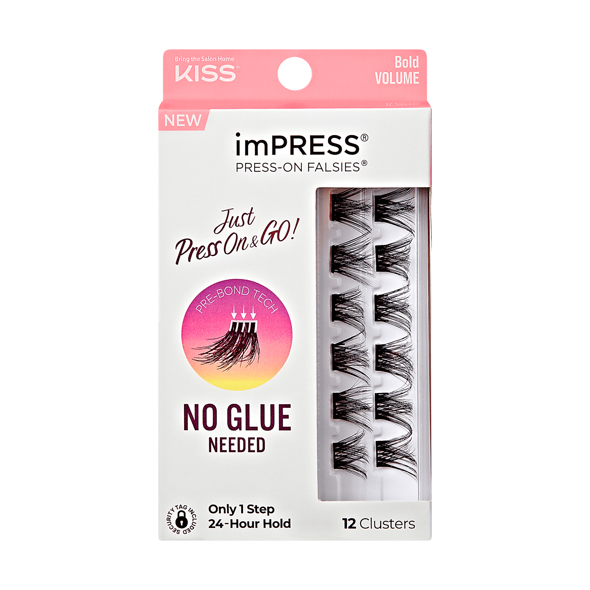Impress Falsies Pre-Glued False Eyelashes Minipack - Bold | 12 Lash Clusters, 12mm-14mm