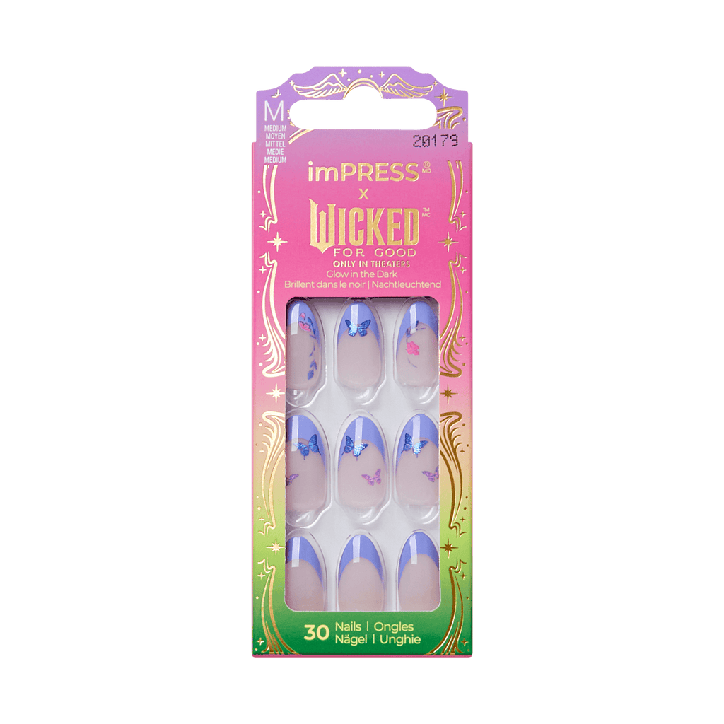 Impress X WICKED: FOR GOOD | Glinda Upland | French Design, Purple, Medium, Almond, Manicure
