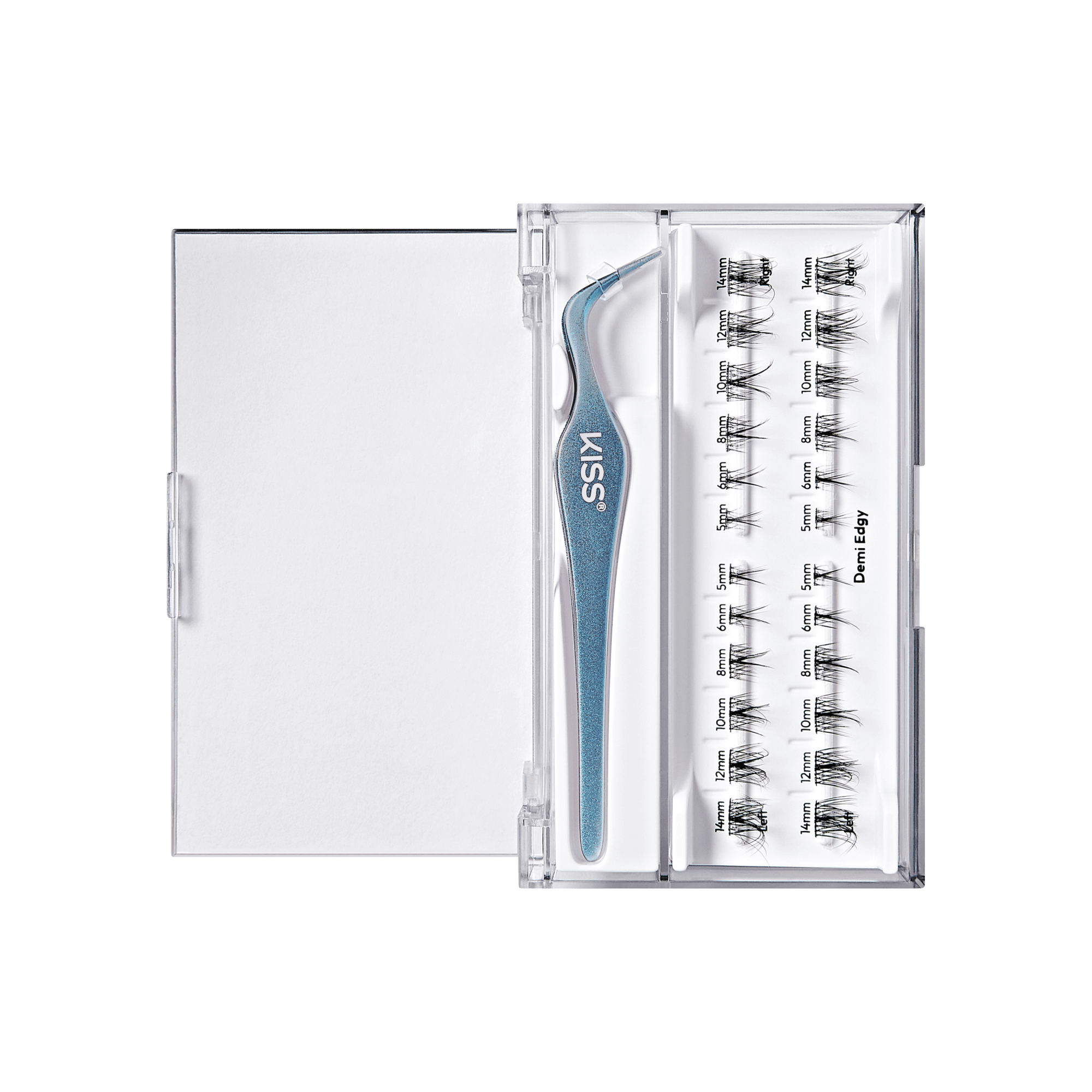 Impress Falsies Long Lasting Pre-Glued False Eyelashes Starter Kit - Demi Edgy | 24 Lash Clusters, With Applicator, Up To 5 Day Wear, 5mm-14mm
