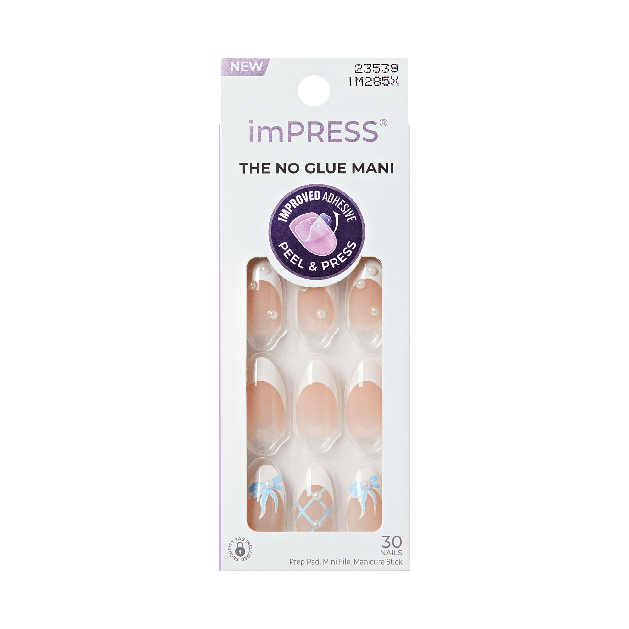 Impress Design No Glue Fake Press On Nails - Aura | French Design, White, Medium, Almond, Manicure