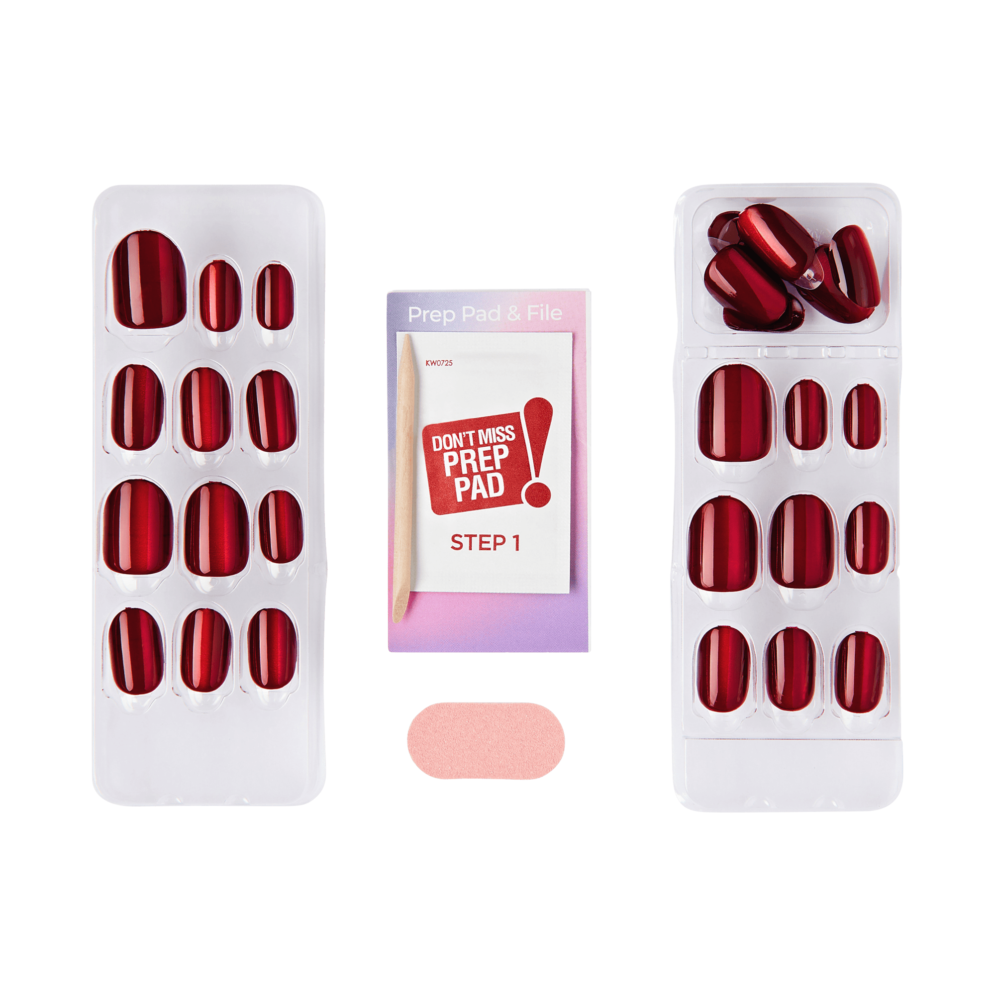 colorFX by Impress No Glue Fake Press On Nails - Hidden Gem | Solid, Red, Short, Oval, Manicure
